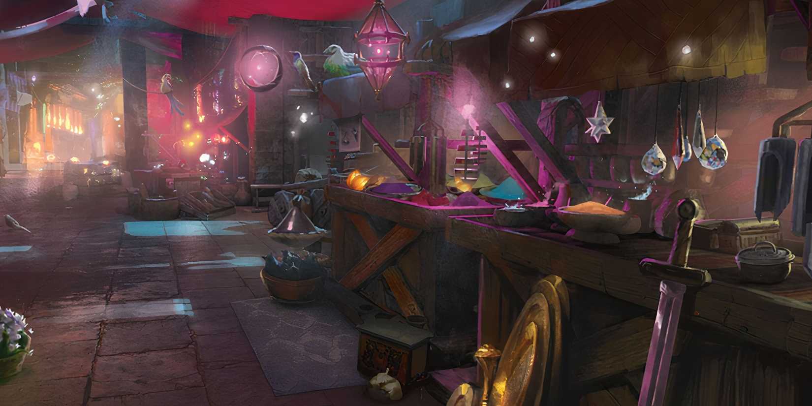 The merchant background artwork in the Player's Handbook in Dungeons & Dragons