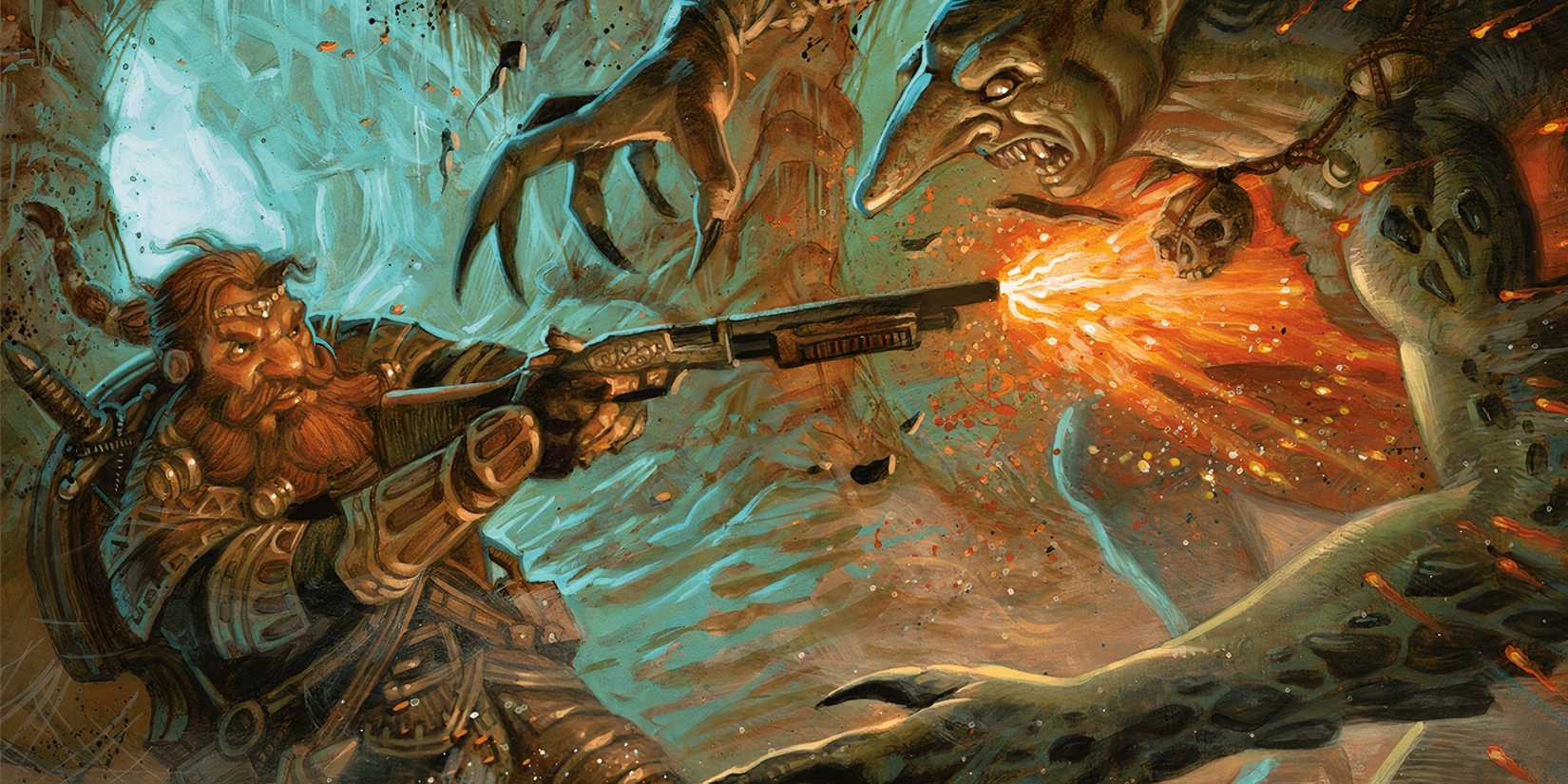 A warrior uses a firearm in Dungeons & Dragons.