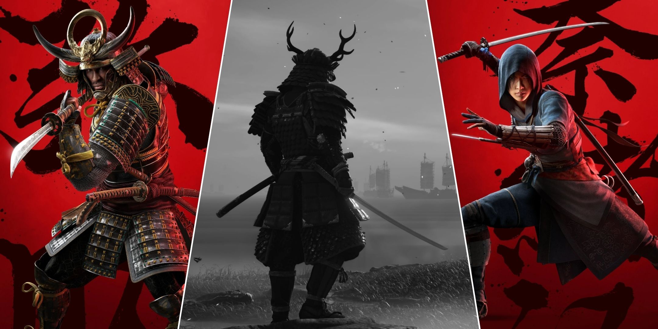 Split image of Assassin's Creed Shadows and Ghost of Tsushima.