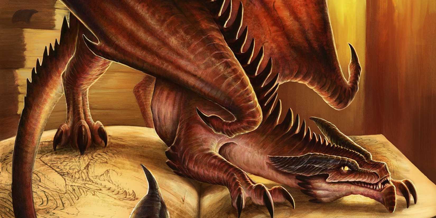 Dungeons & Dragons, the Pseudodragon crouching down on a book, prepared to pounce, by Crystal Sully.