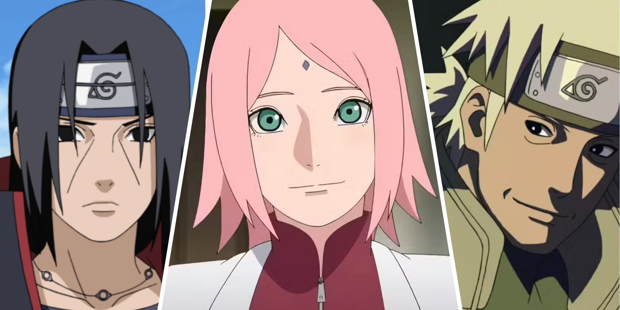 Itachi, Sakura, and Sakumo from Naruto.