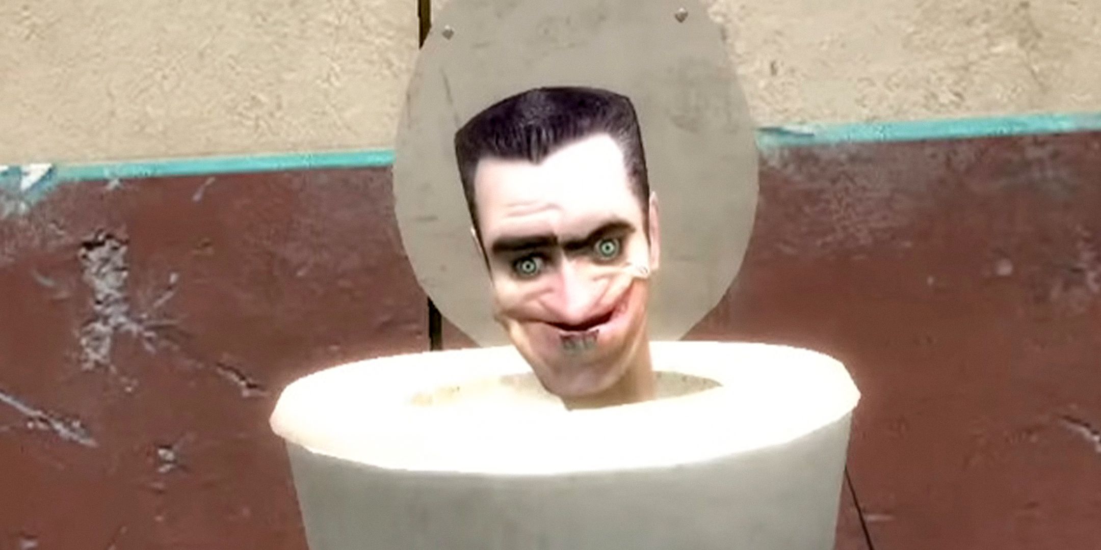 G-Man sticking his head out of a toilet in Garry's Mod.