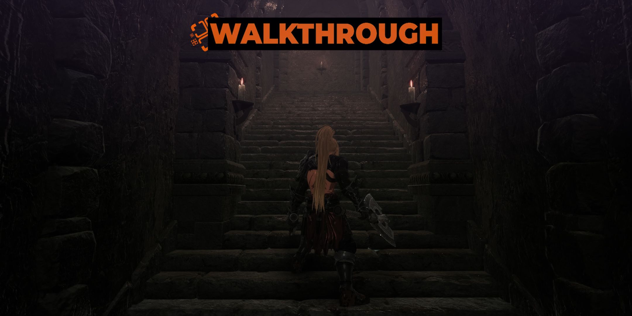 Khazan walking up a set of stairs in the Devoured Village section of The First Berserker Khazan.