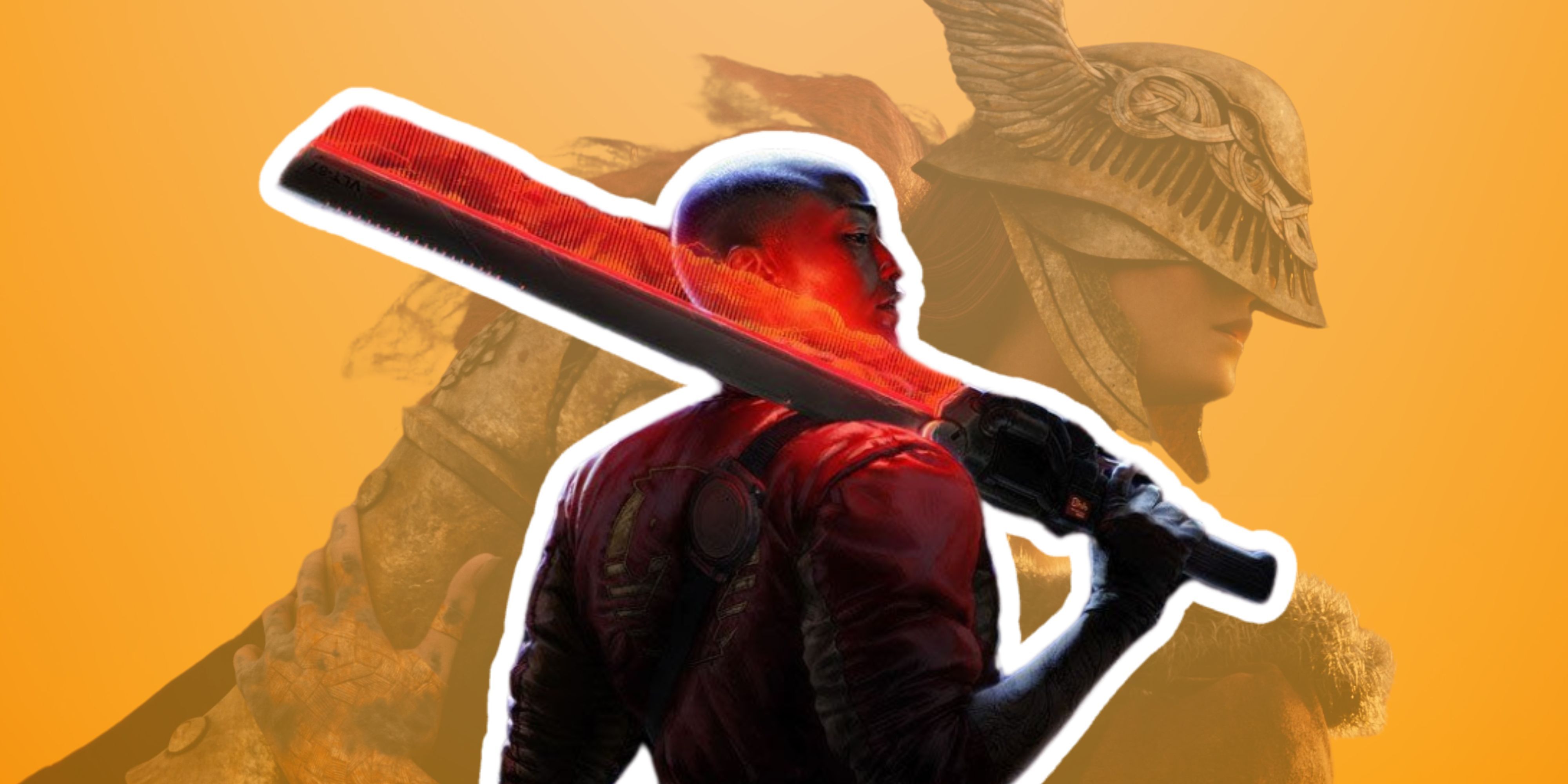 Malenia from Elden Ring behind Jordan from Intergalactic