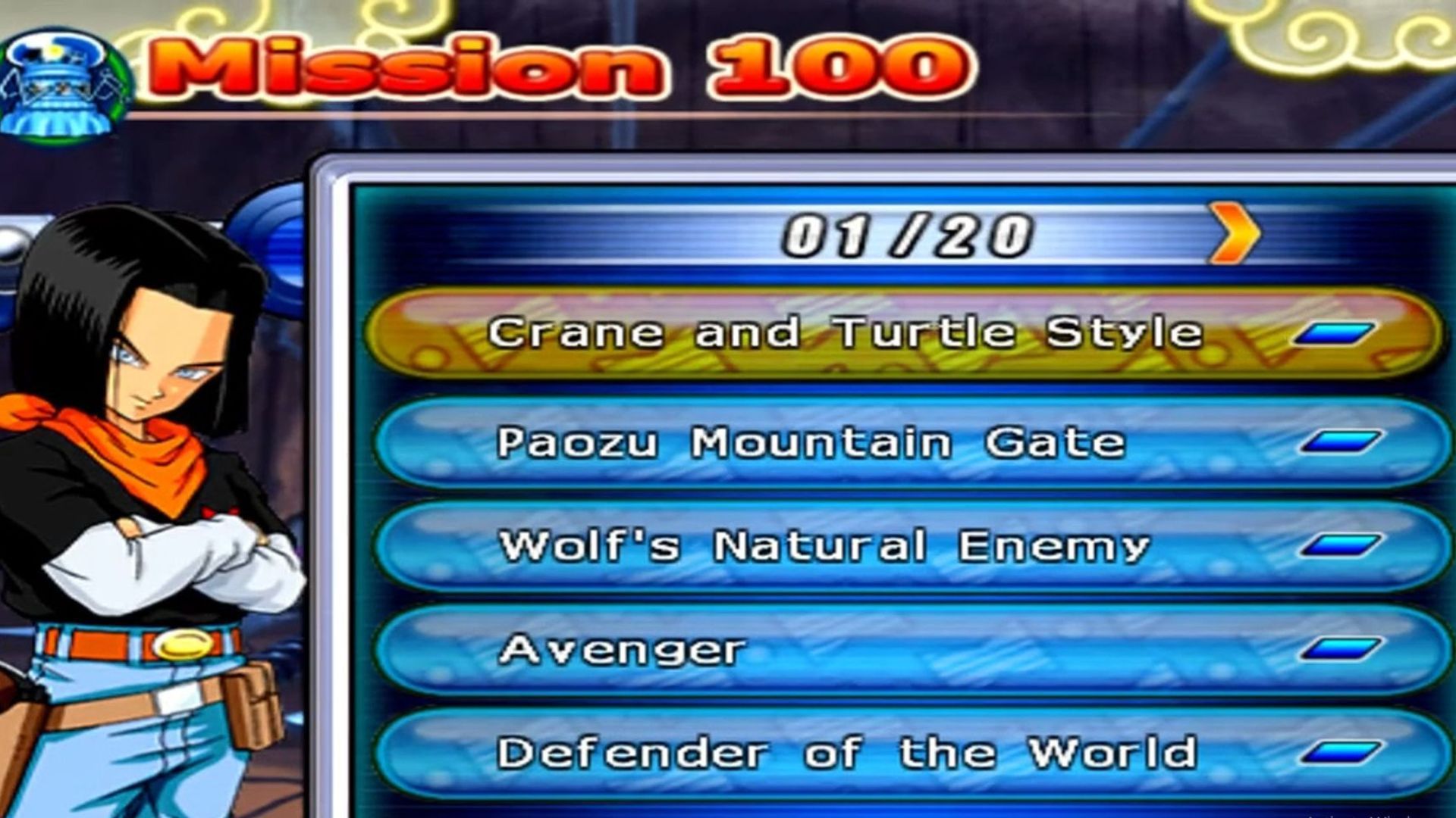 The first five battles in the Dragon Ball Z of Mission 100: Badokai Tankechi 3.