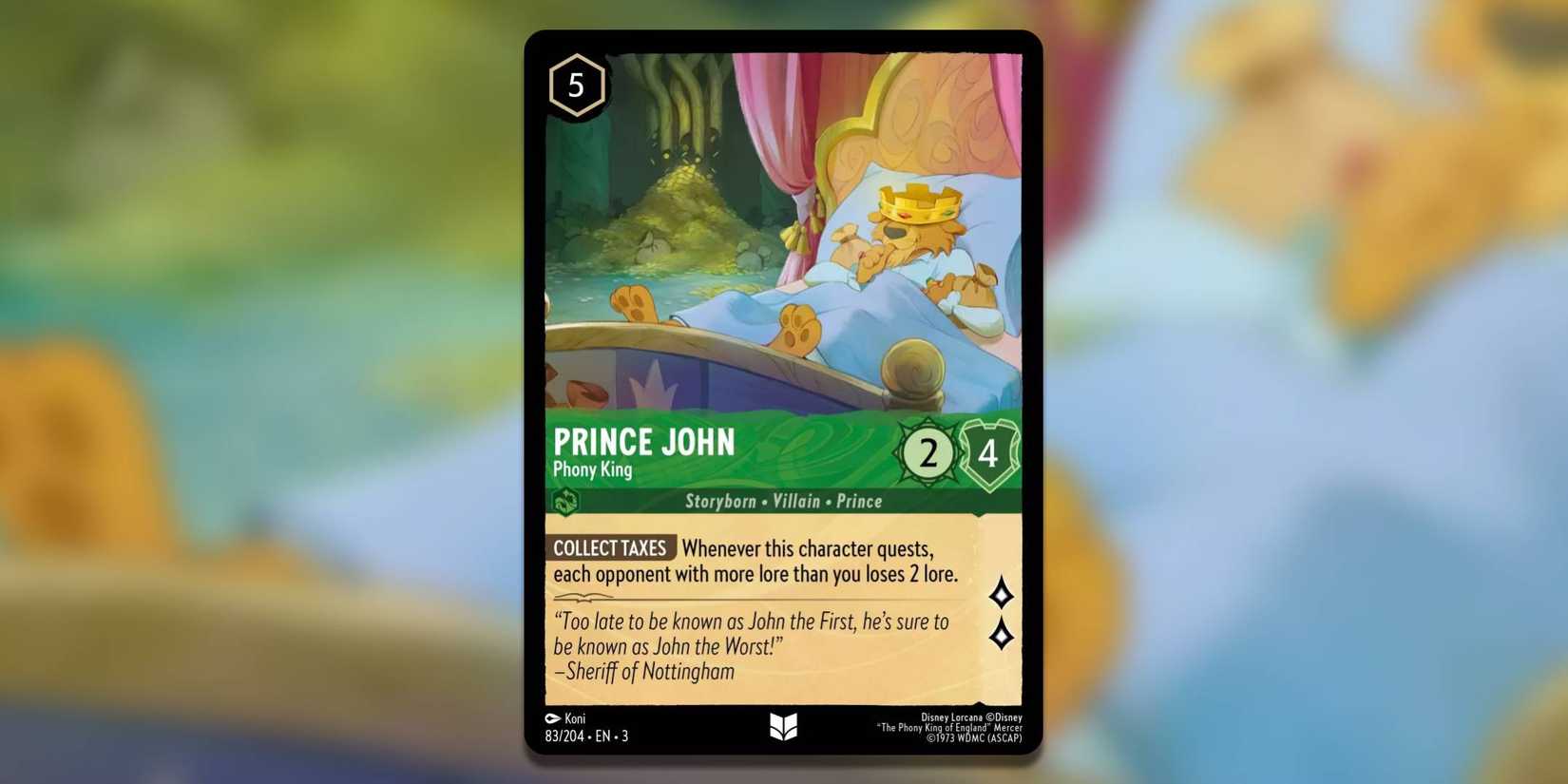 prince john lorcana card The Best Robin Hood Cards Character Classification DISNEY LORCANA Prince John Gold