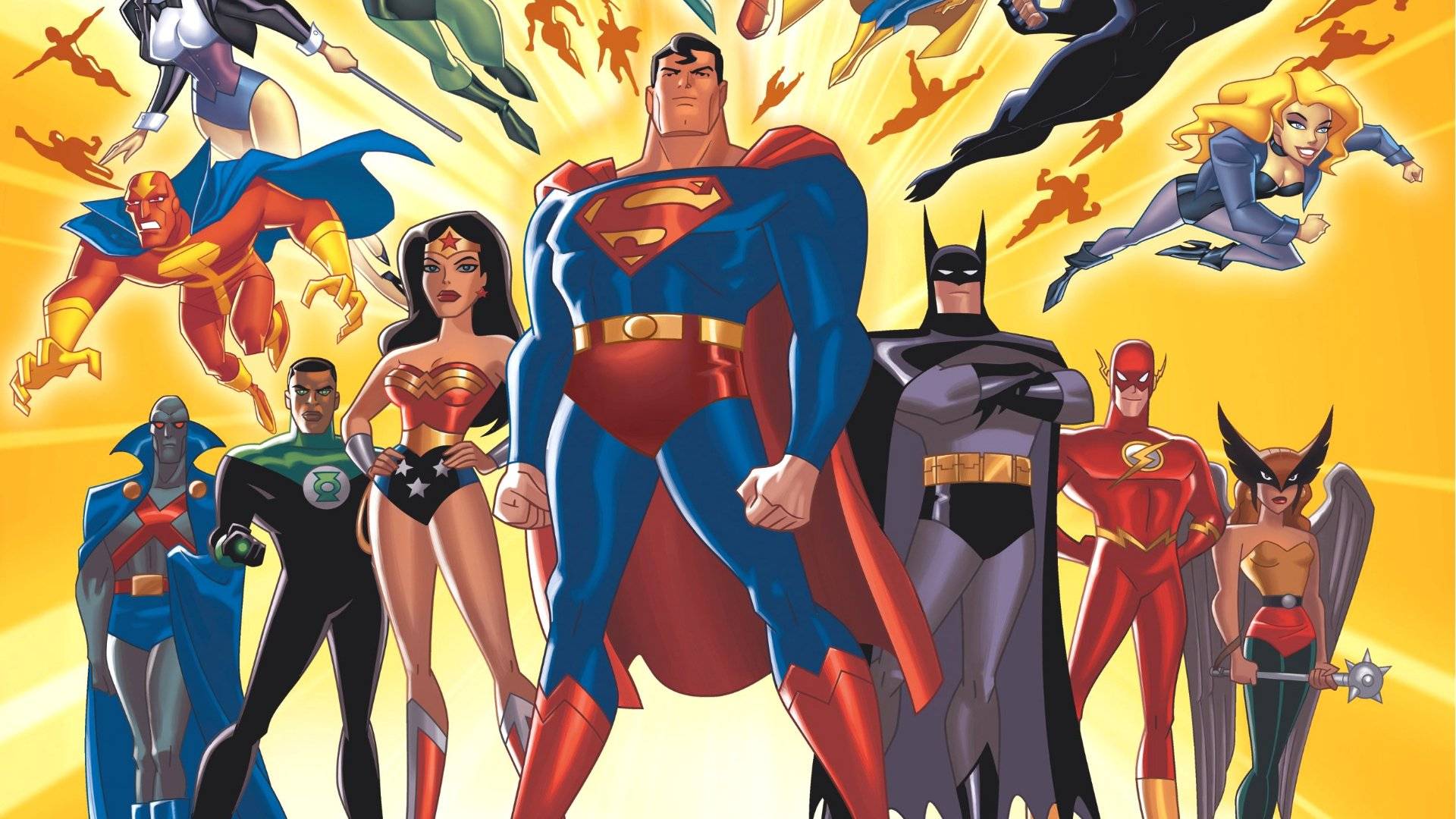 Justice League Unlimited poster featuring several superheroes.