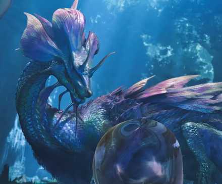 A large snake-like monster surrounding by large bubbles in Monster Hunter Wilds