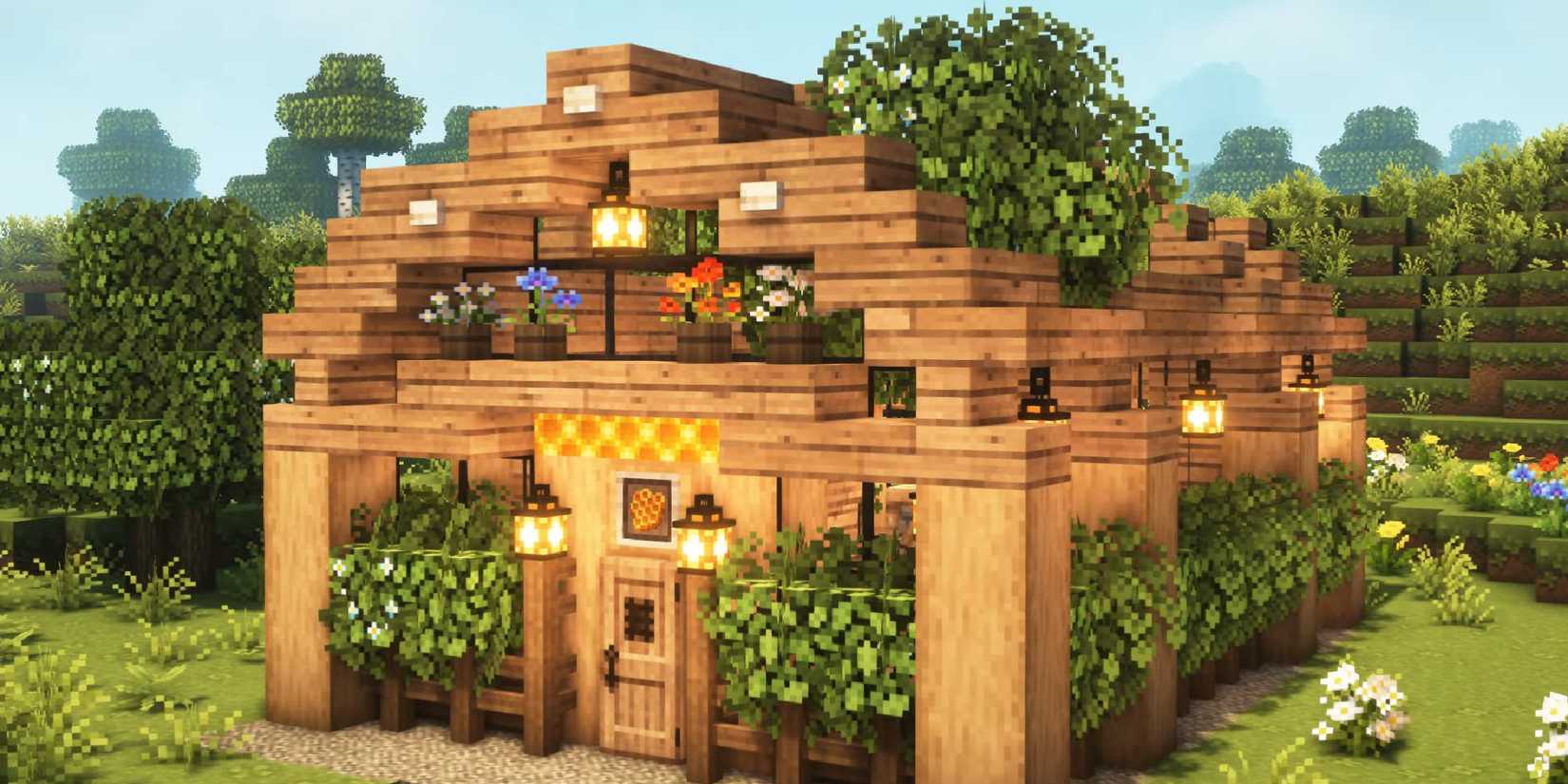 An image of Croissant Cat's bee farm in Minecraft.