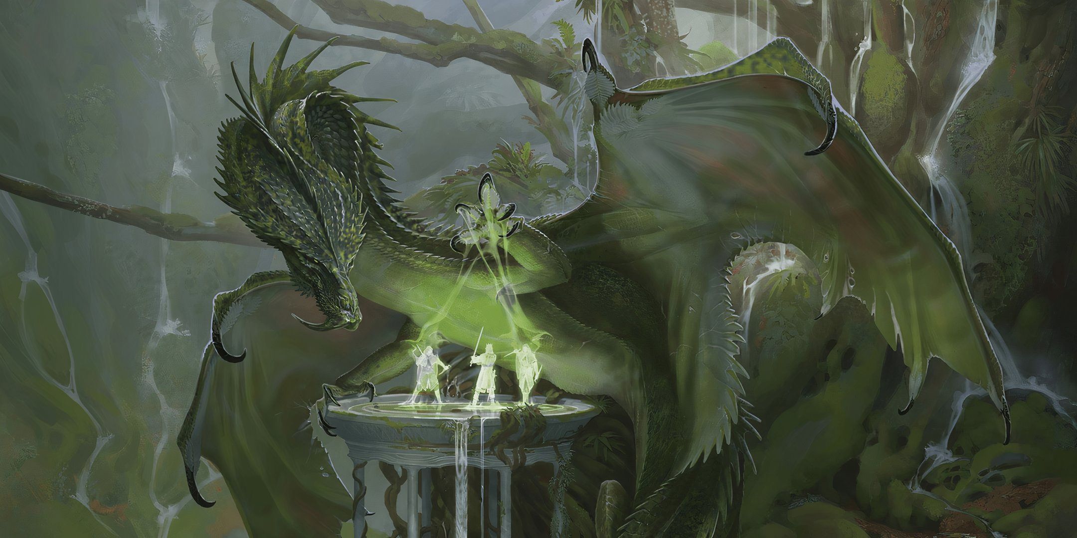 An ancient green dragon in its lair in DND. 