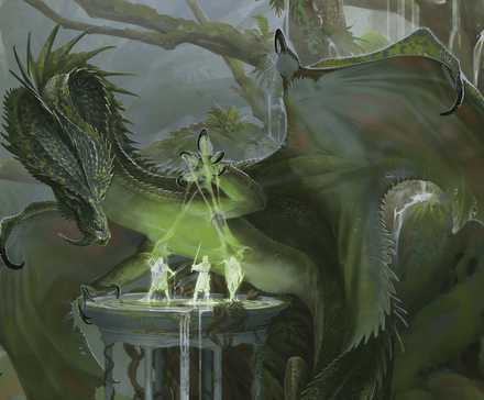 An ancient green dragon in its lair in DND.