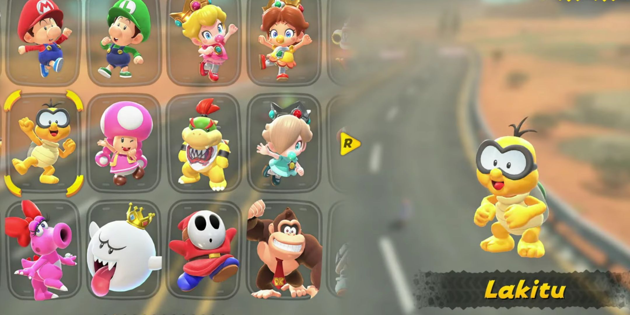 Lakitu on the Mario Kart World character roster.