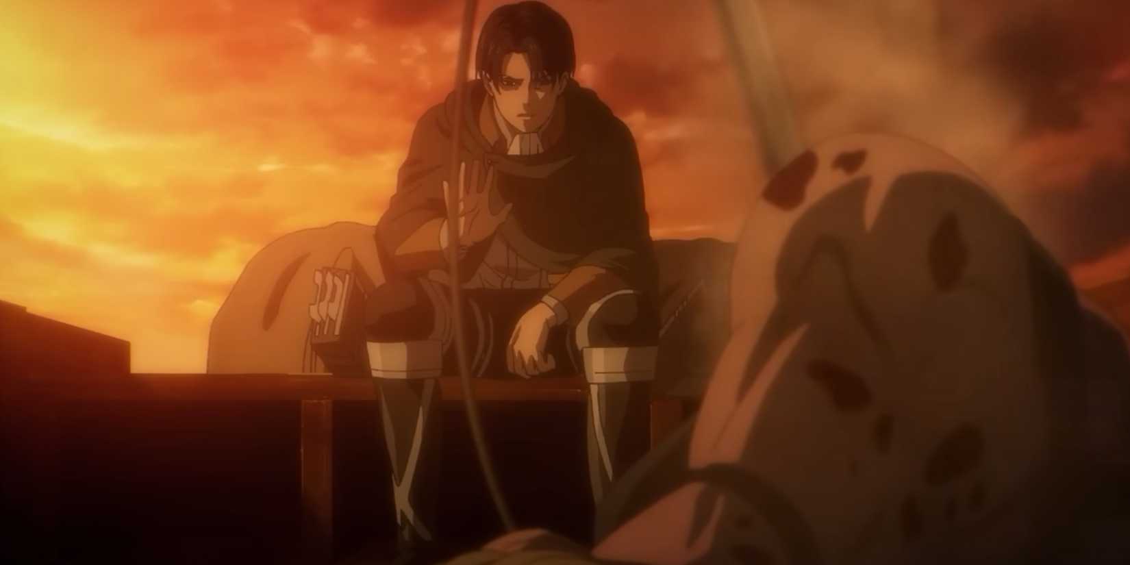 Levi monitors an incapacitated Zeke in Attack on Titan.