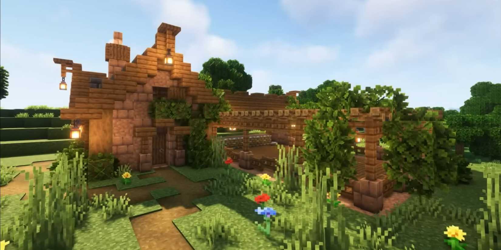Mud Farm Designed to look like an overgrown cabin in Minecraft.