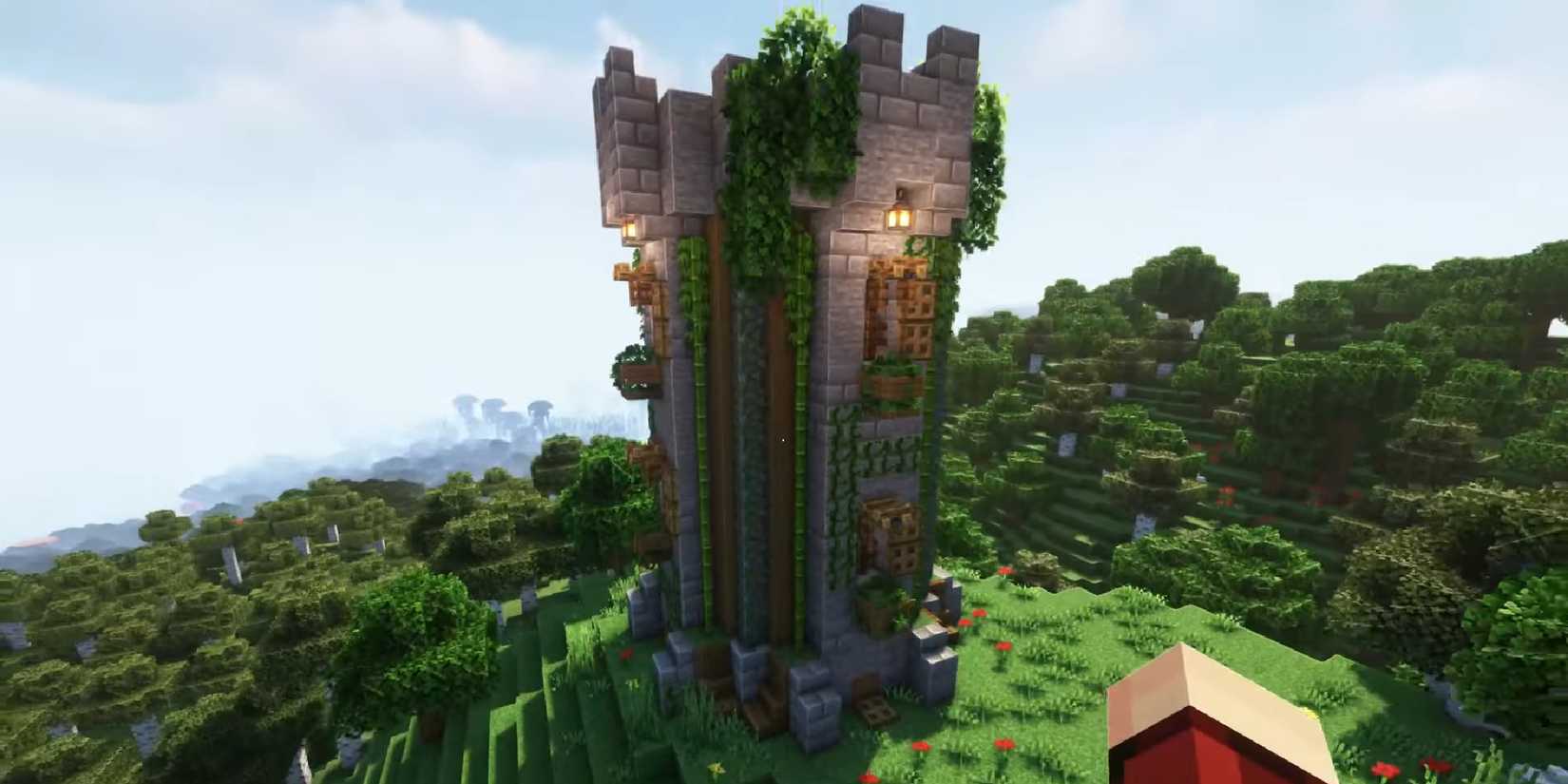 Nuvola MC looking at their bamboo farm in Minecraft.