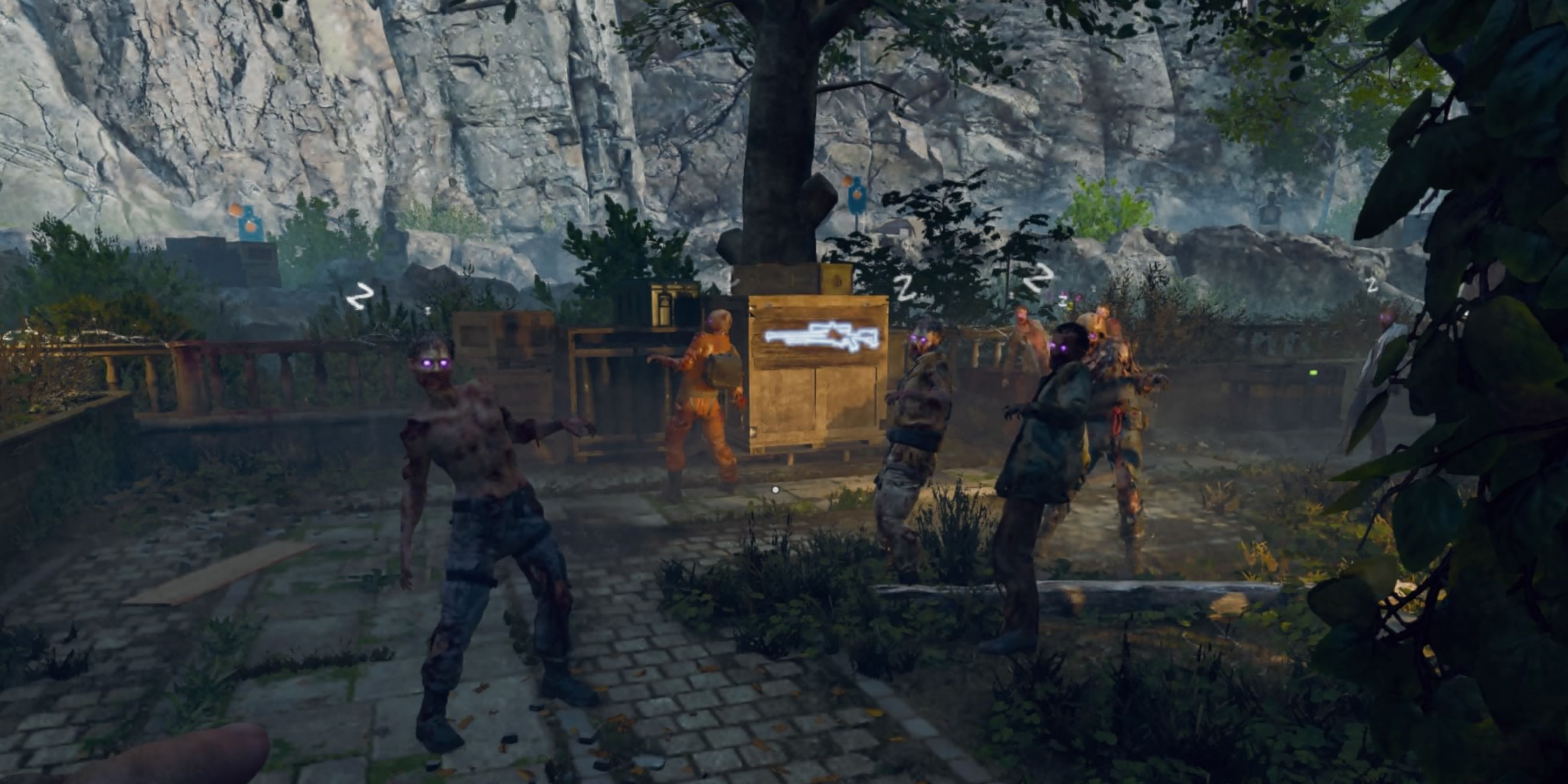 Player is looking at a group of sleeping zombies - bo6