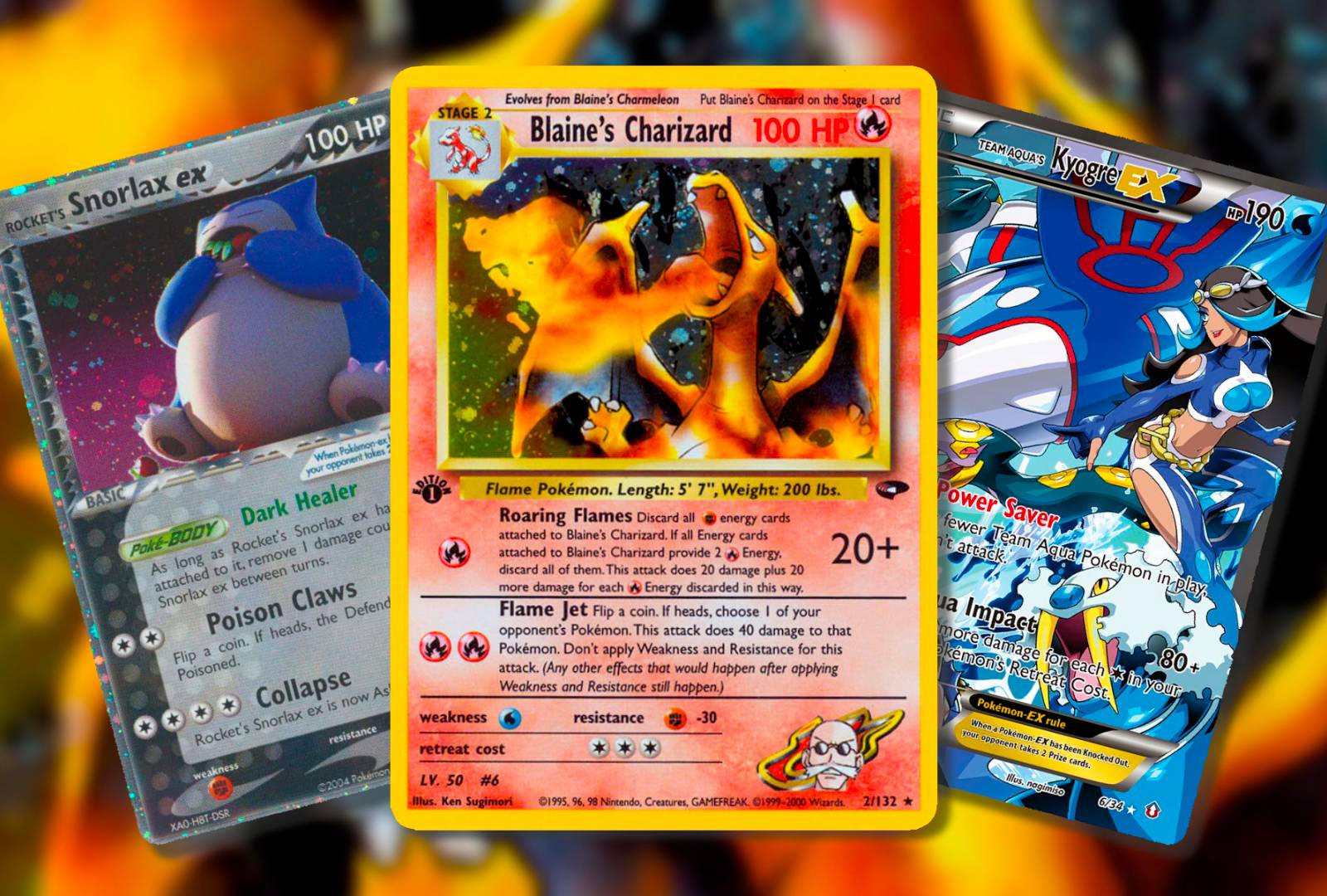 charizard ex stage 2 pokemon card Blaine's Charizard Pokemon Gym Challenge Holo #2 PSA 7