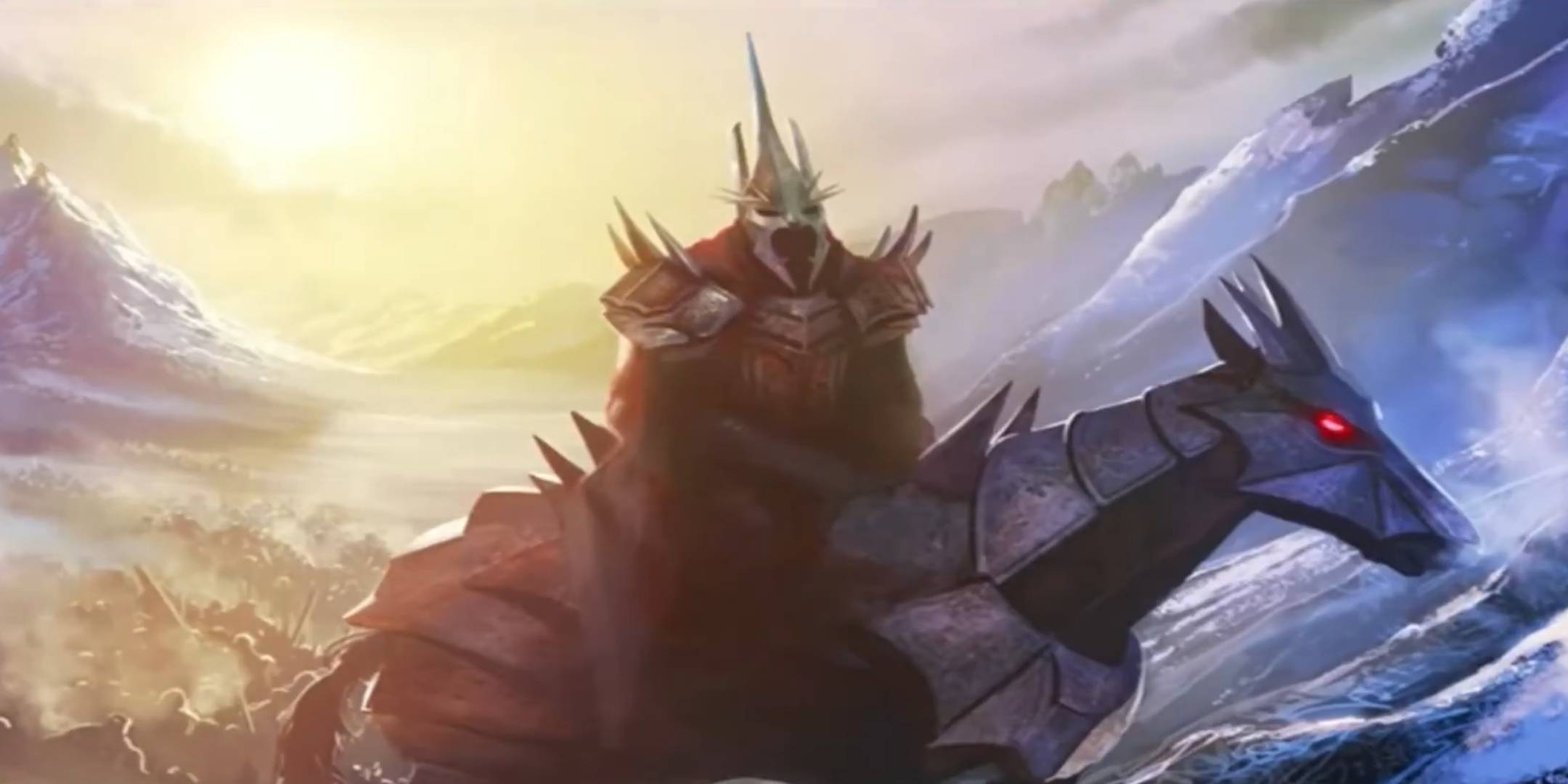 The Witch King riding his horse through a snowy mountain in The Lord of the Rings: Battle for Middle Earth.