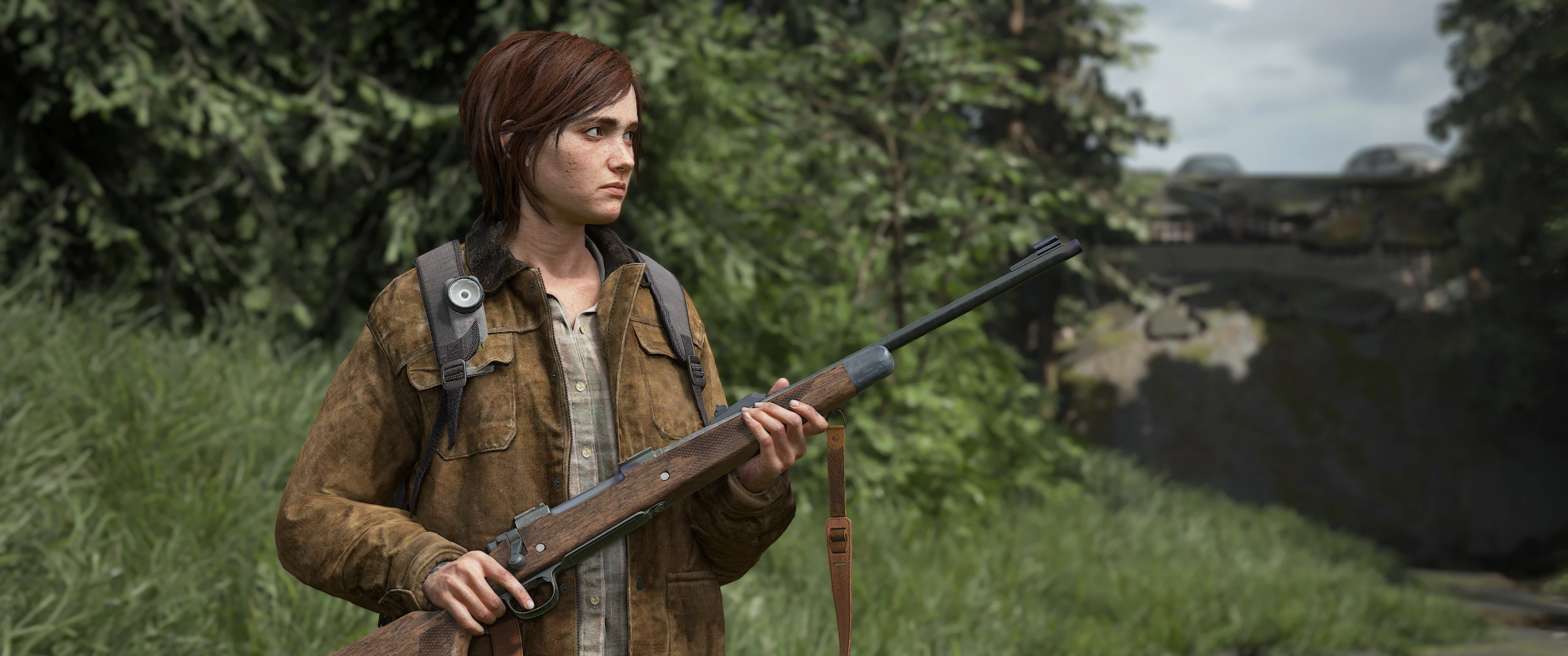 Joel de The Last of Us Part II Remastered usando sua jaqueta icônica.