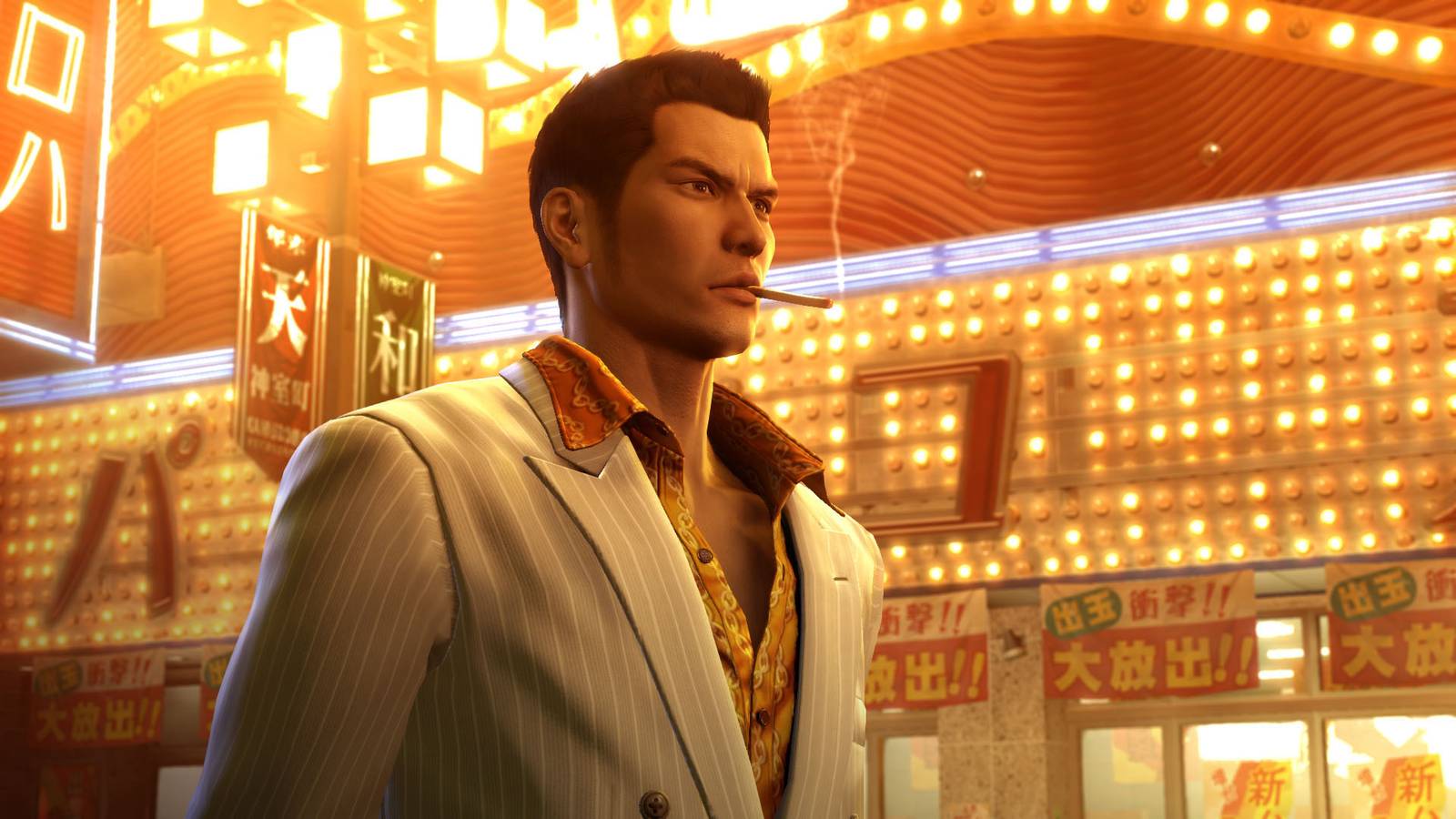 Kazuma Kiryu in Yakuza 0 Director's Cut on Nintendo Switch 2. 