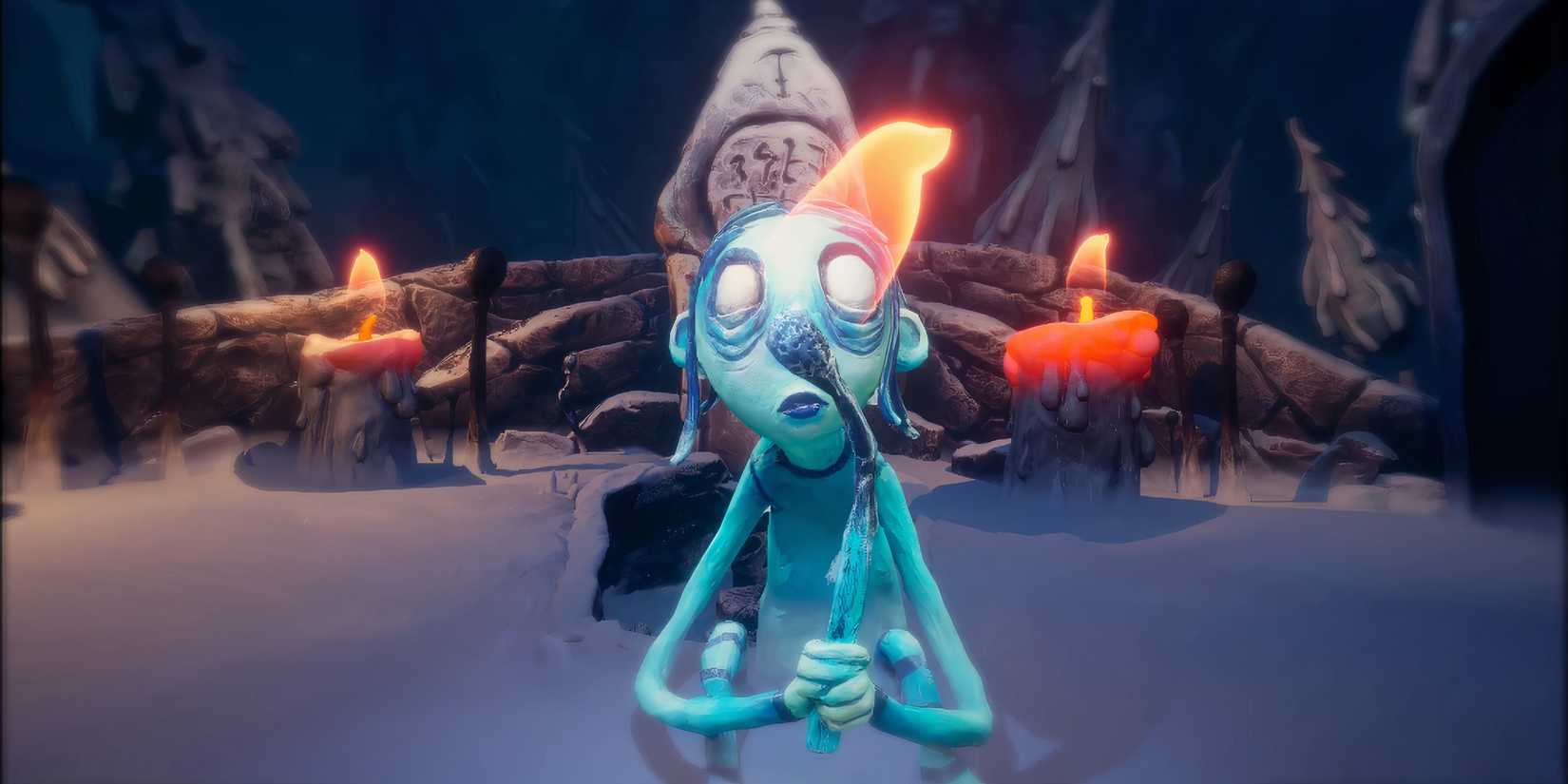 A ghost girl holding a lit match during a midnight walk.