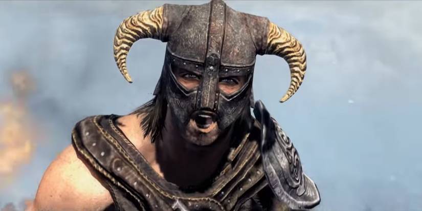 Skyrim VR: A dragonborn releasing their thuum shout toward the camera.