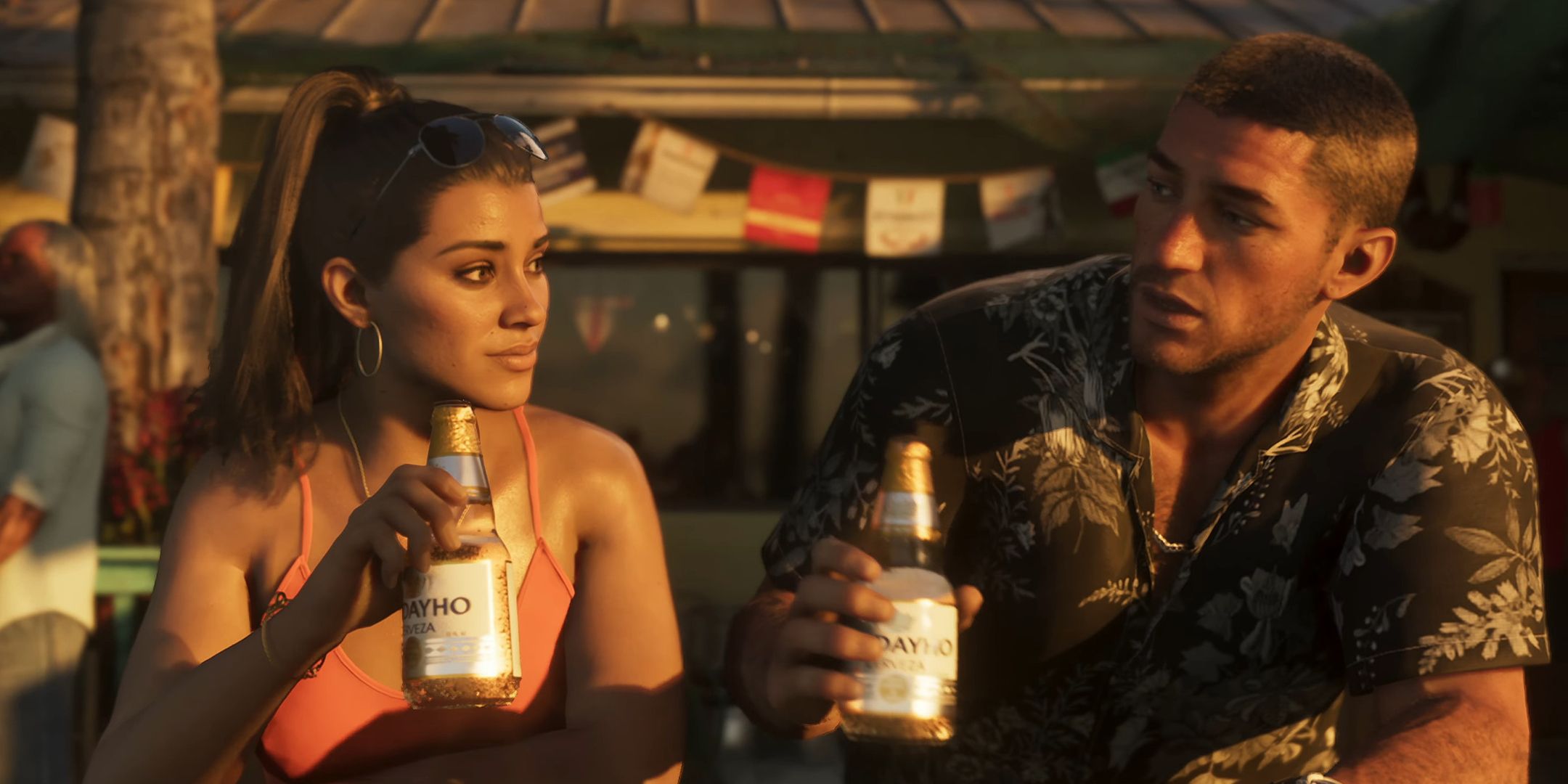 Lucia and Jason drinking a beer in GTA 6