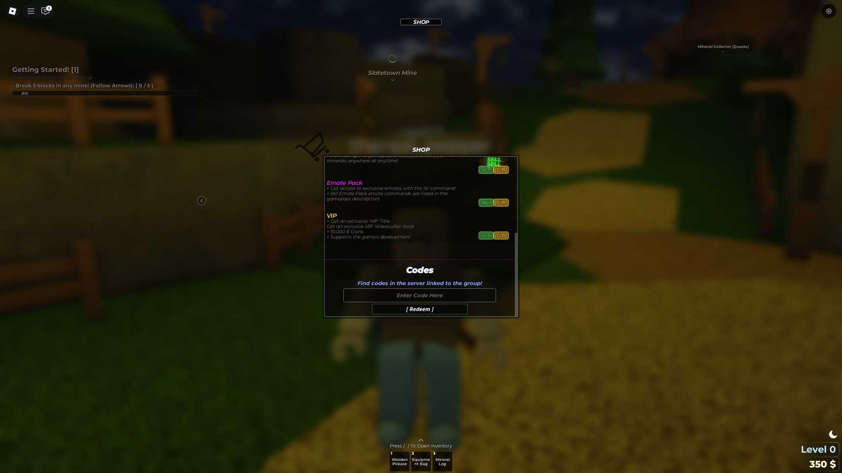Mine Codes - Roblox