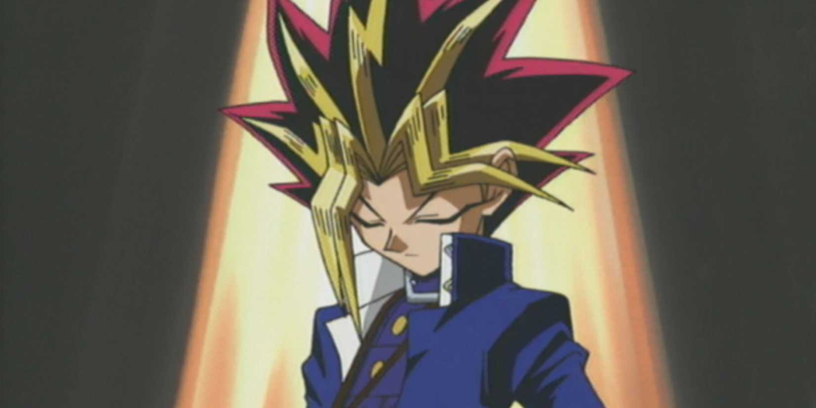 Yugi transforms into Yami, the spirit of the Egyptian pharaoh in Yu-Gi-Oh.