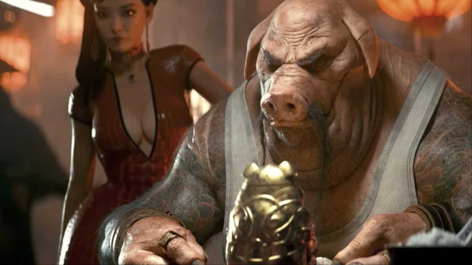 Zhou Yuzhu examining the fake relic as Li Daiyu stands behind him in the Beyond Good and Evil 2 trailer.