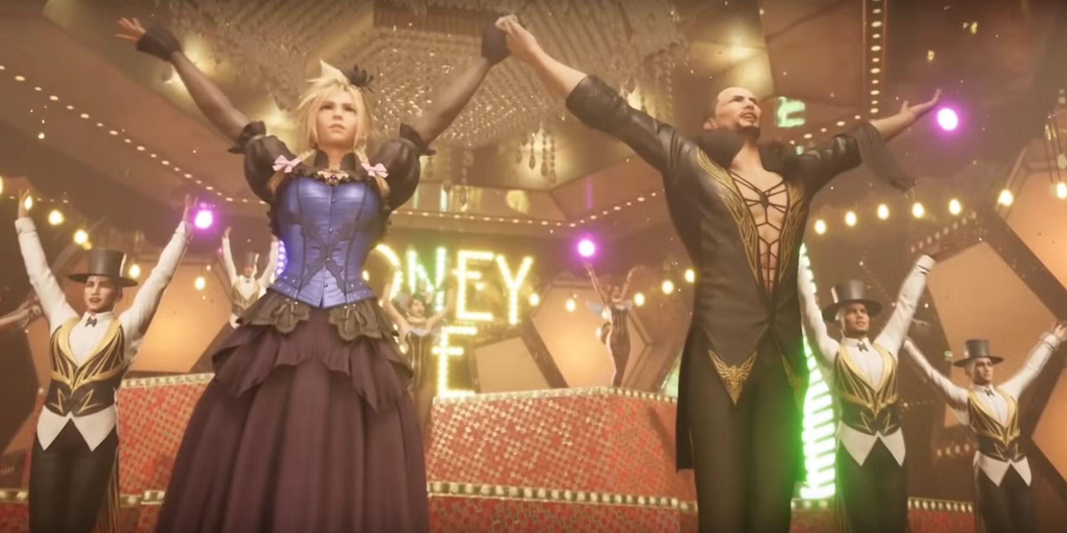 Cloud and Andrea in the Honeybee Inn in Final Fantasy 7 Remake.