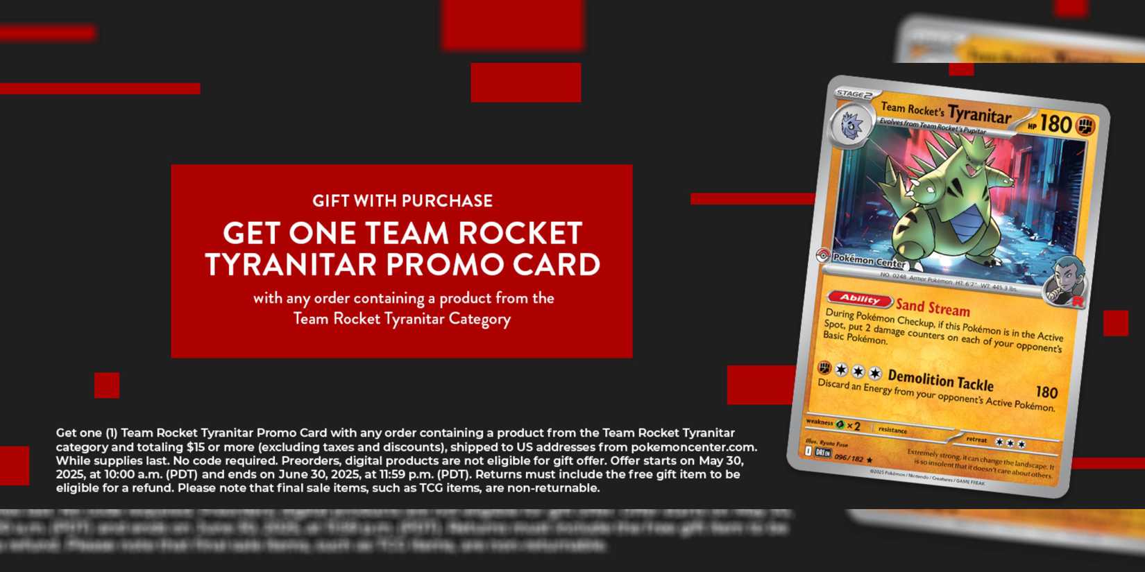 Pokemon Center Customers Can Get A Team Rocket Tyranitar Card As A Free Gift