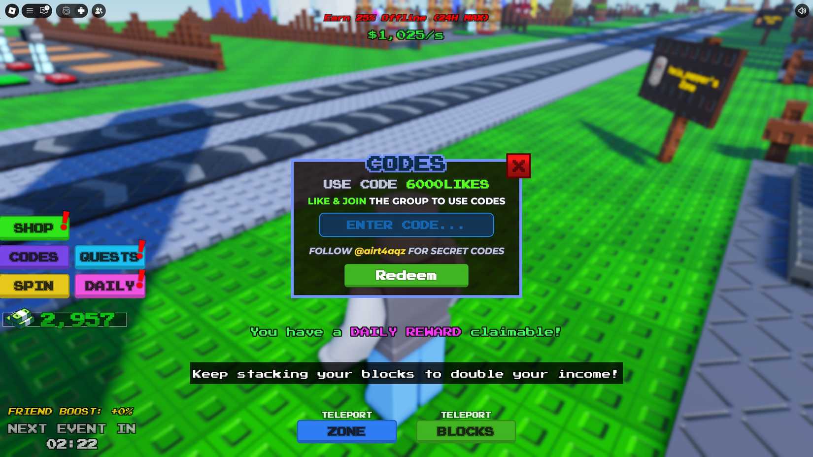 Stack The Blocks Codes - Roblox
