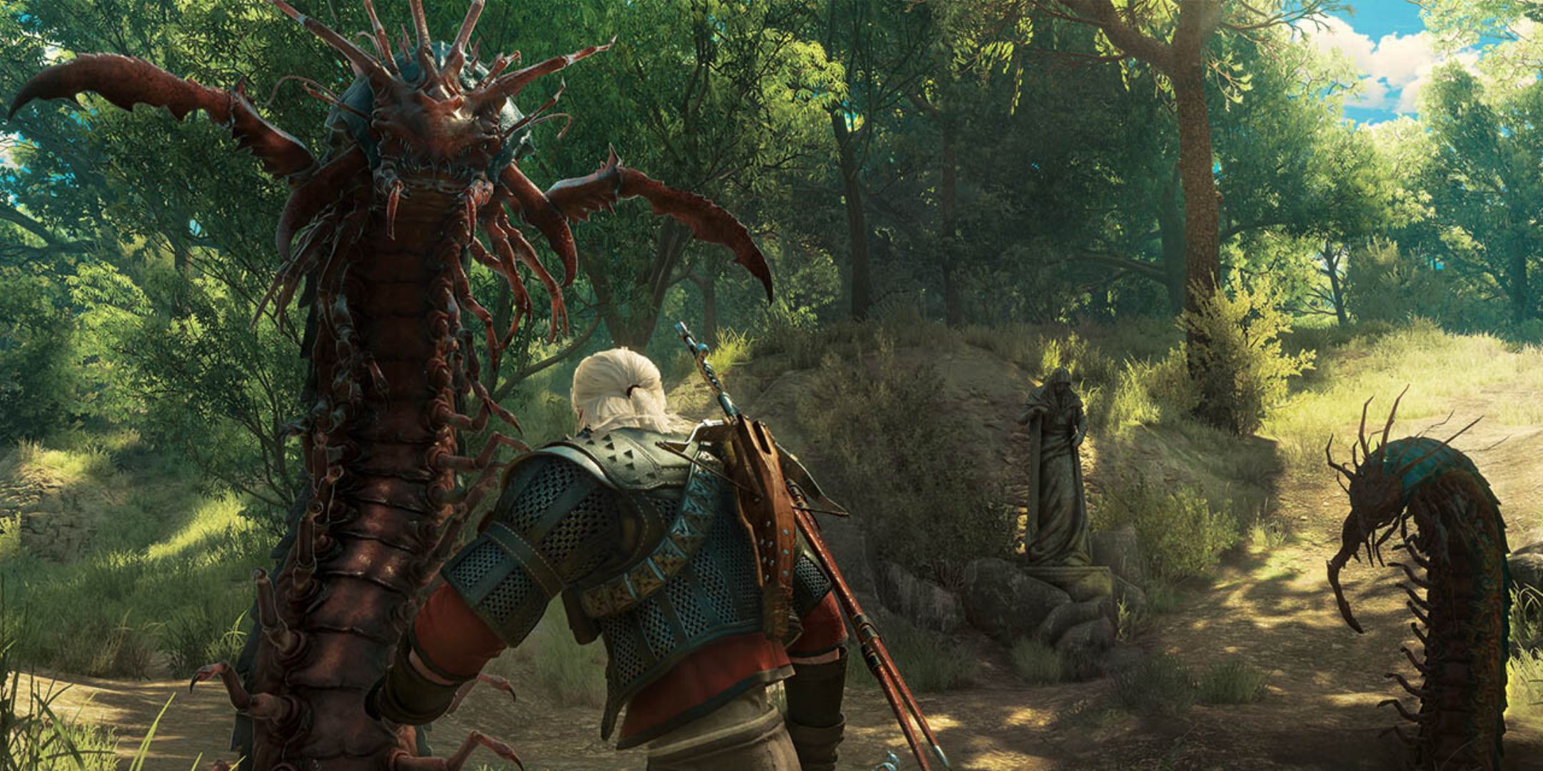 Geralt fighting a monster in The Witcher 3: Blood and Wine.