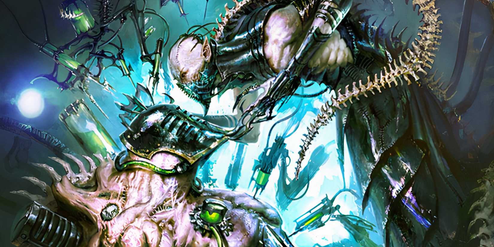 Scientists similar to the Elves injecting a green serum monster. 