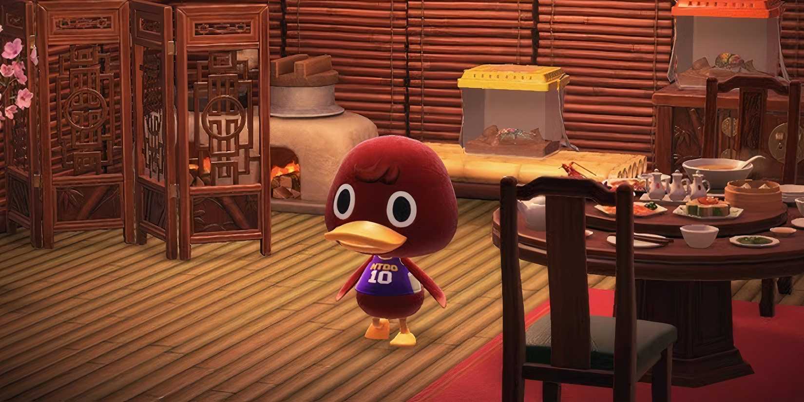 Bill stands in his house in Animal Crossing New Horizons.