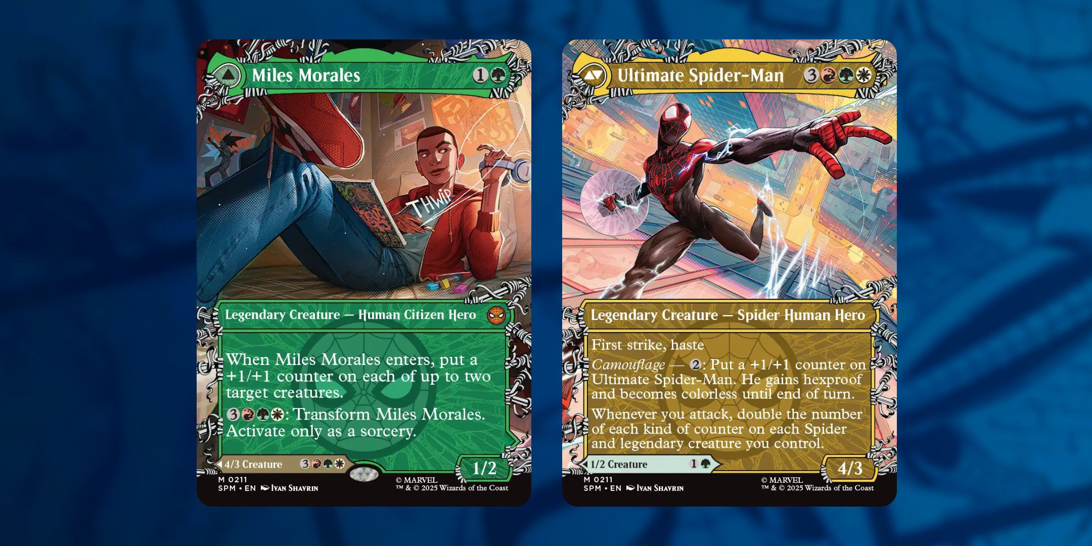 scarlet spider mtg card Reveals Even More Spider-Man Universes Beyond Cards At SDCC put a +1/+1 counter on him Scarlet Spider y Shelby: Tarjeta