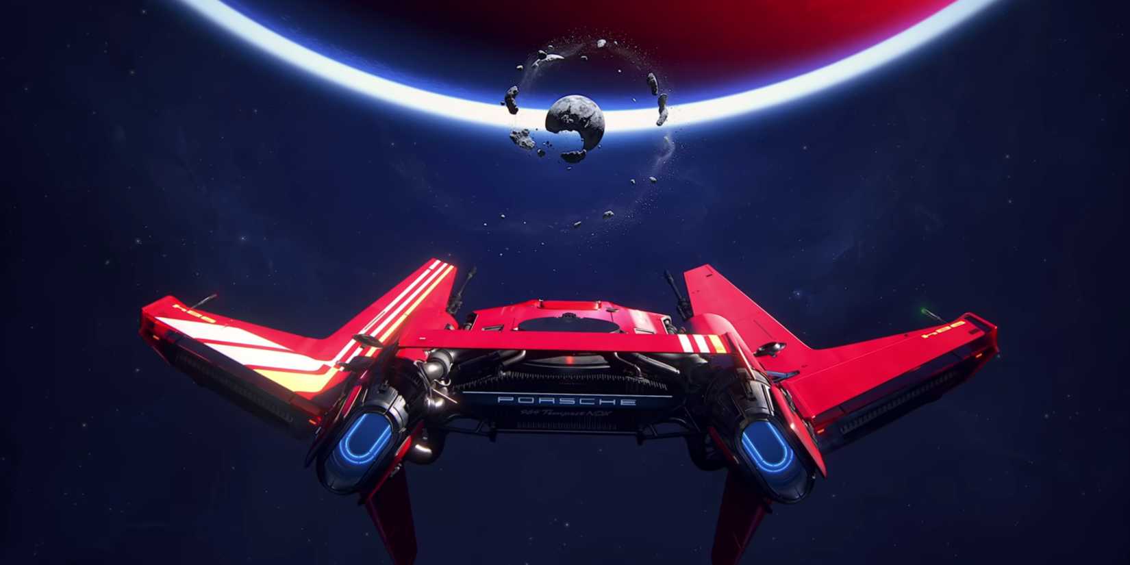 jordan porsche ship flying to the broken moon in intergalactic heretic prophet.