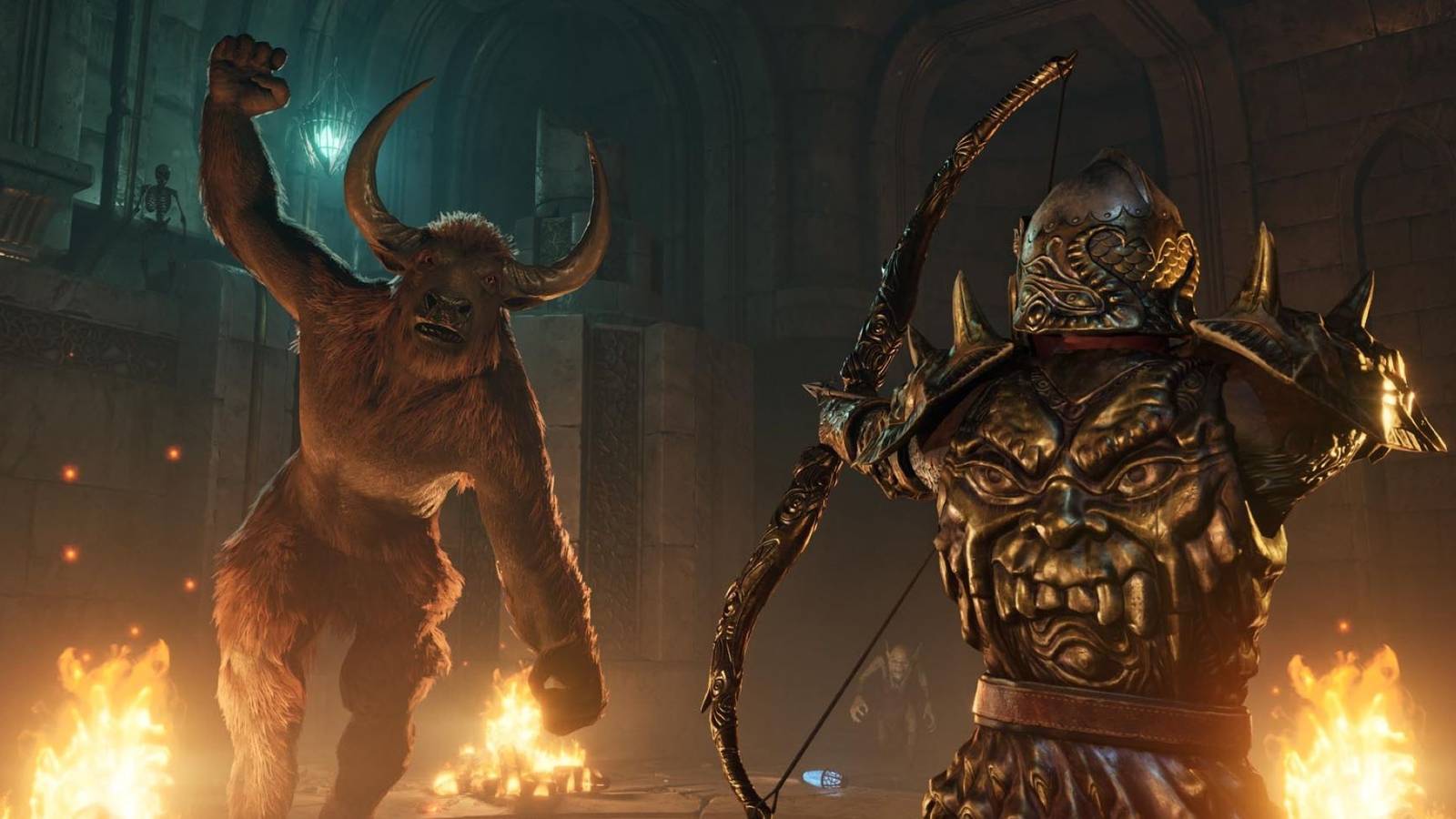 Oblivion archer slaying a threatening minotaur.