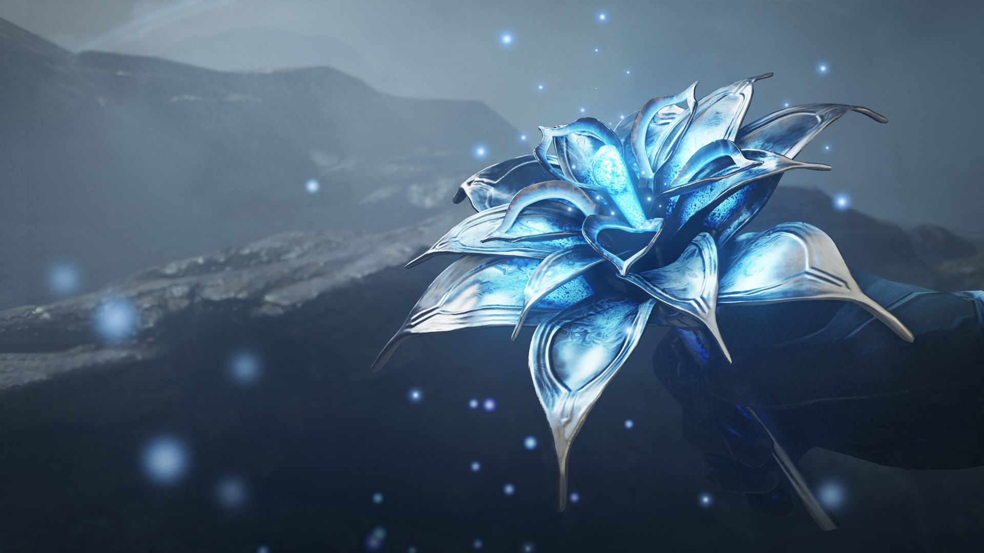 A Flower in a battlefield in Warframe.