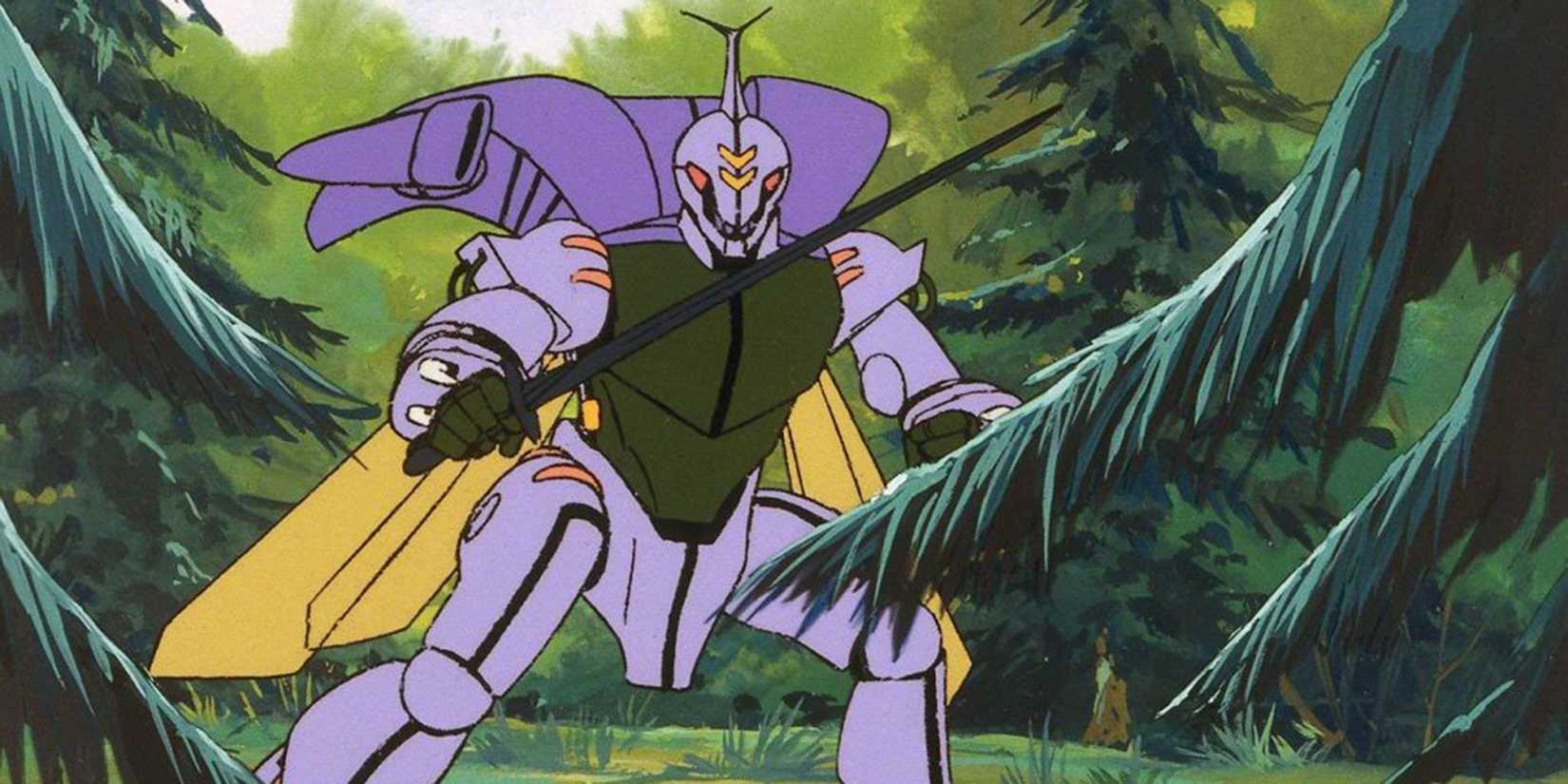 Dunine that practices a sword in a forest in the Aura Battle Dunine.