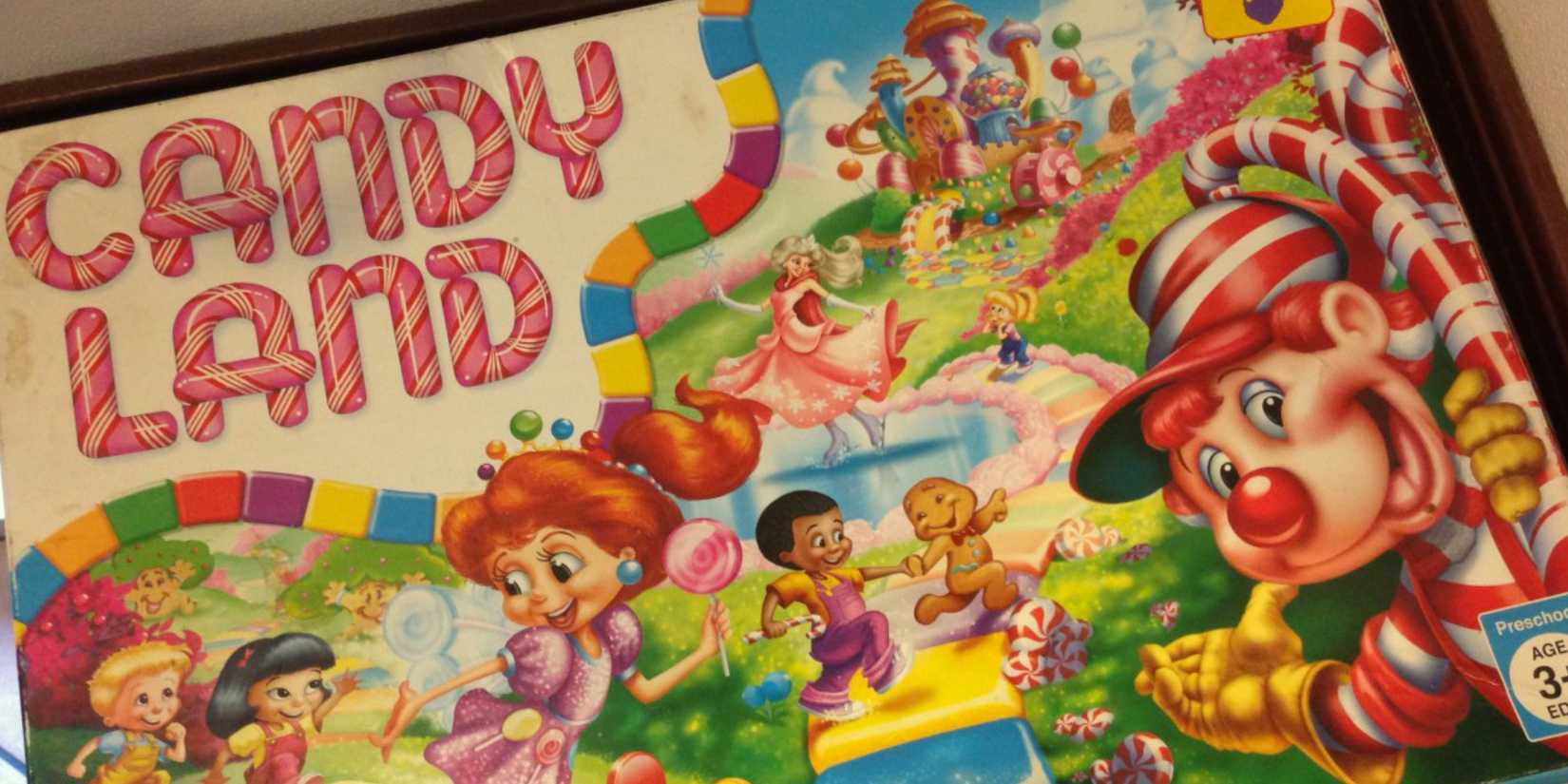 Candy Land Board game game showing a colorful world.