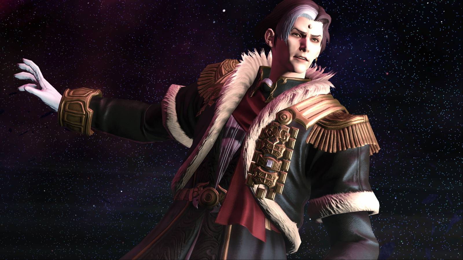 Emet-Selch in front of a stunning star-filled sky in Final Fantasy 14.