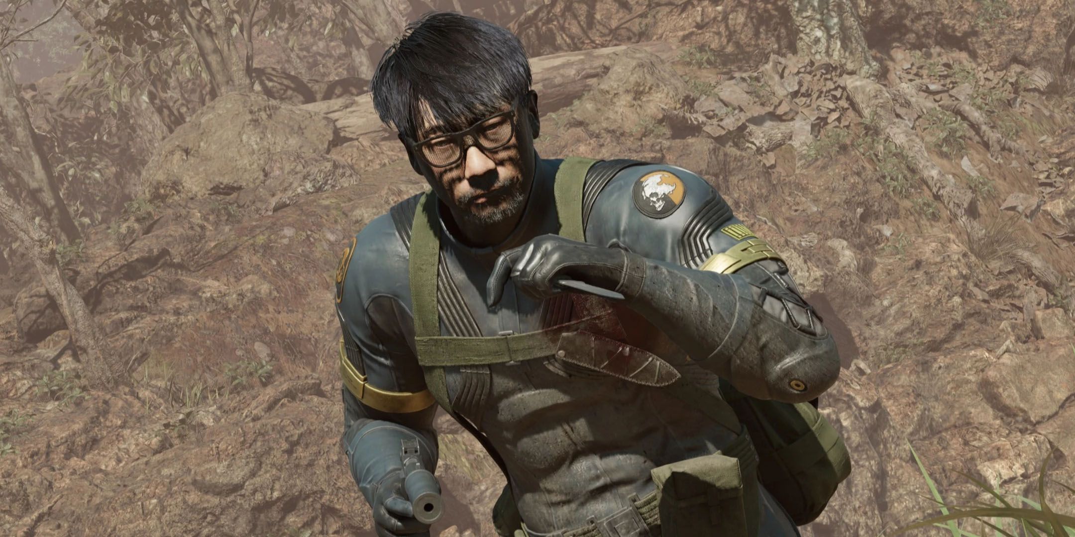Hideo Kojima reimaginado como Solid Snake em Metal Gear Solid Delta