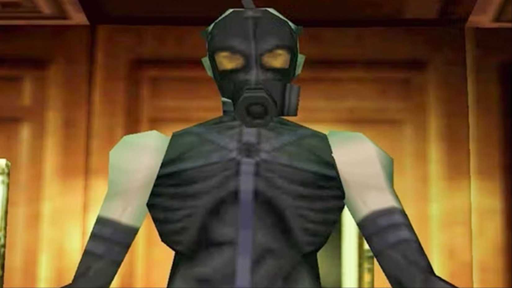 Psycho Mantis looks directly into the camera in Metal Gear Solid.