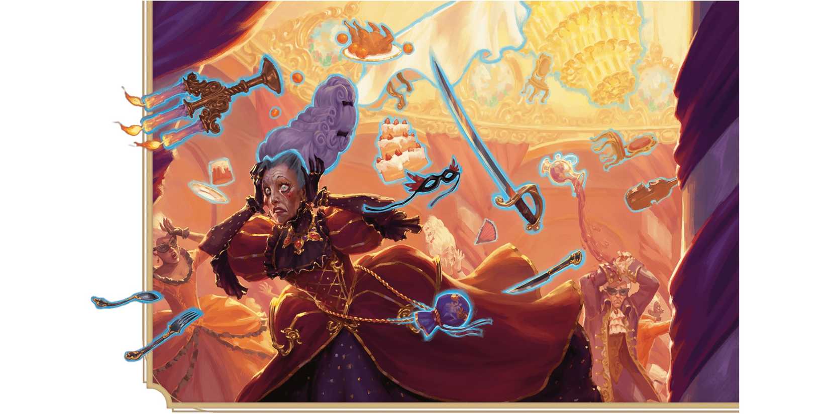 A poltergeist attacks the party with lots of objects floating in the air from DND.