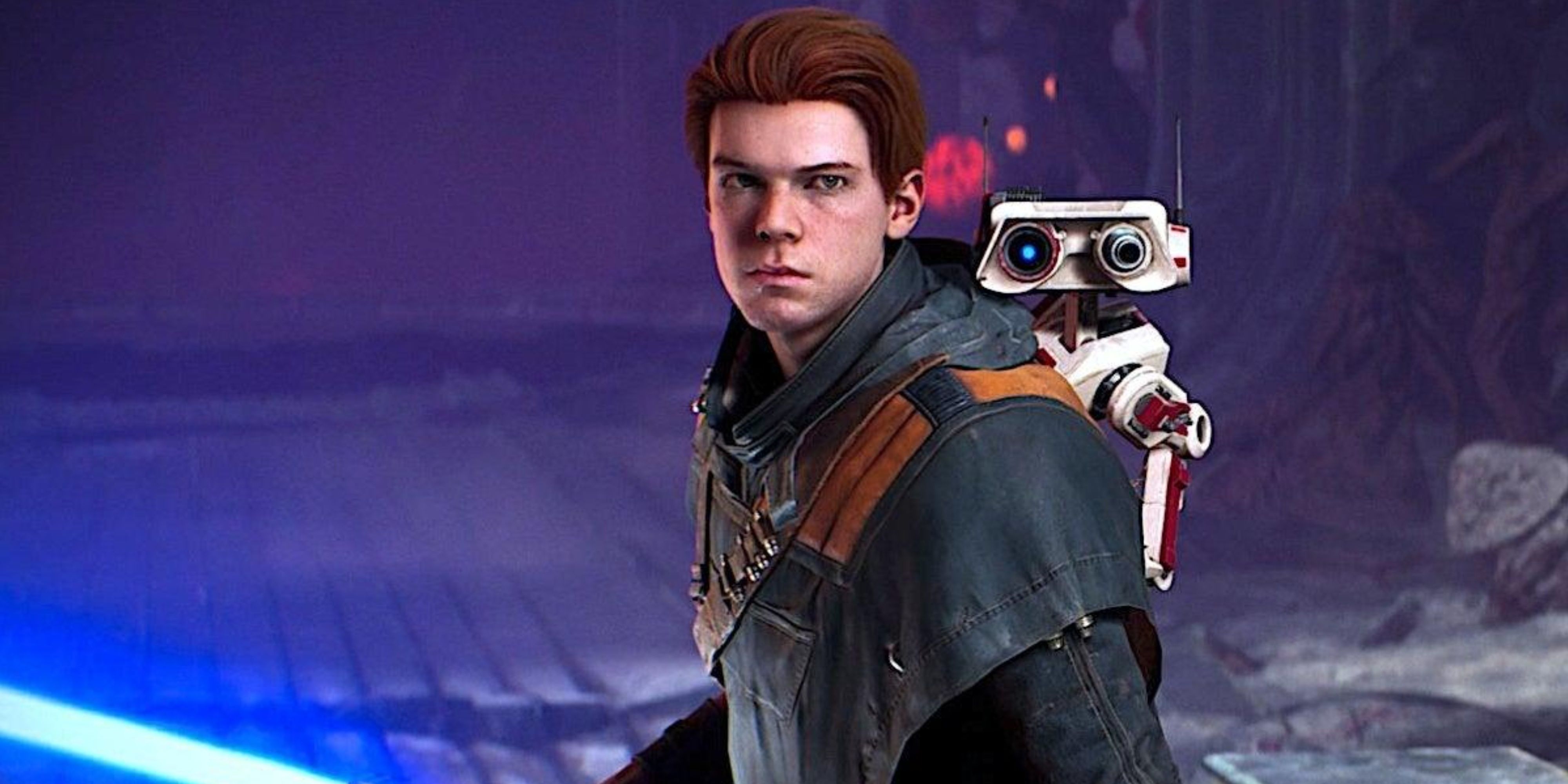 cal kestis with bd-1 on his back in star wars jedi.