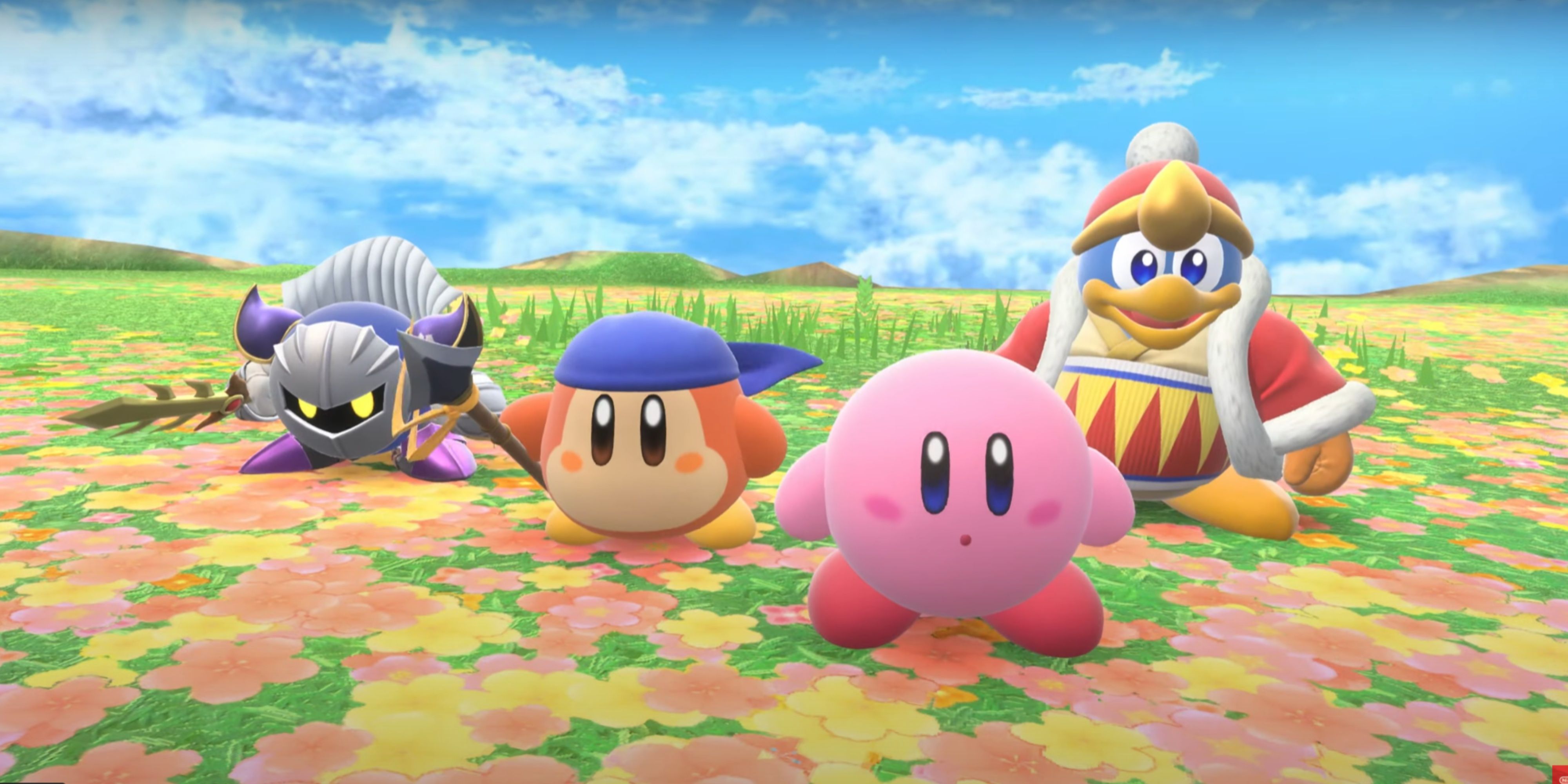 meta knight bandana waddle dee kirby and king dedede in kirby air riders.