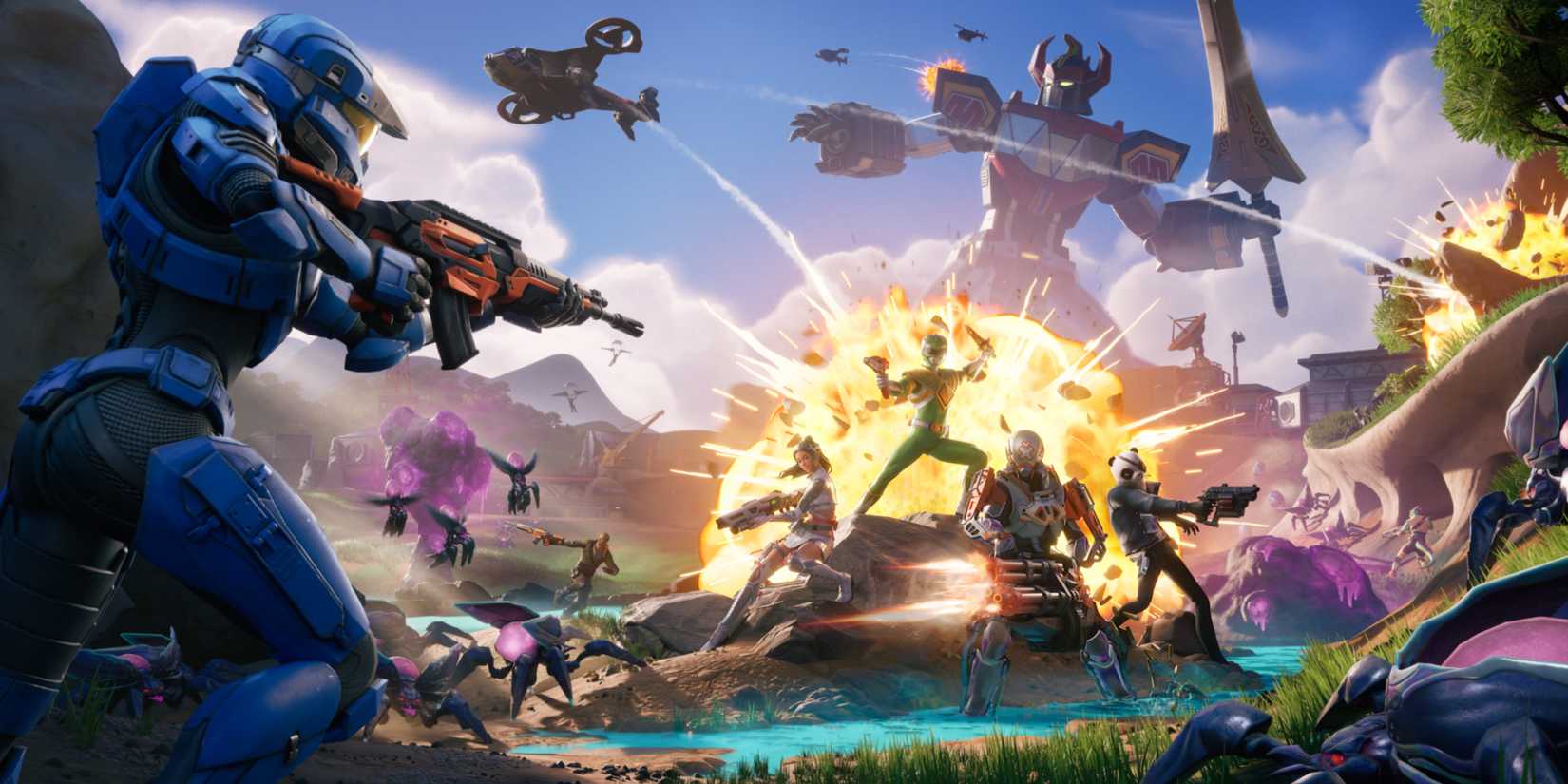 Sparta stands in front of Fortnite with the goal of Green Ranger.