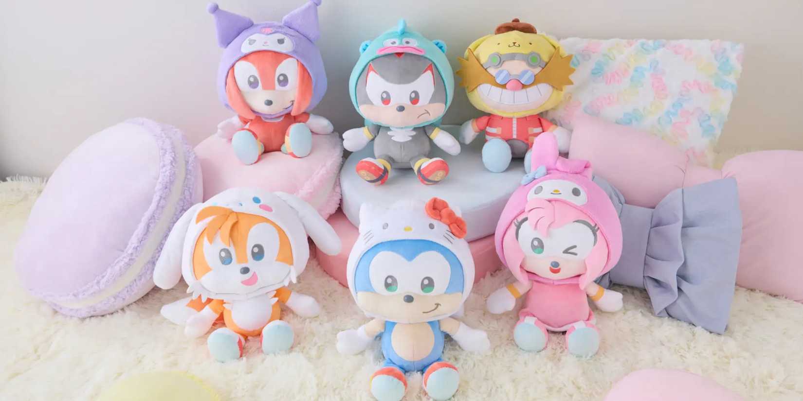 sonic and friends sanrio crossover plush collection.
